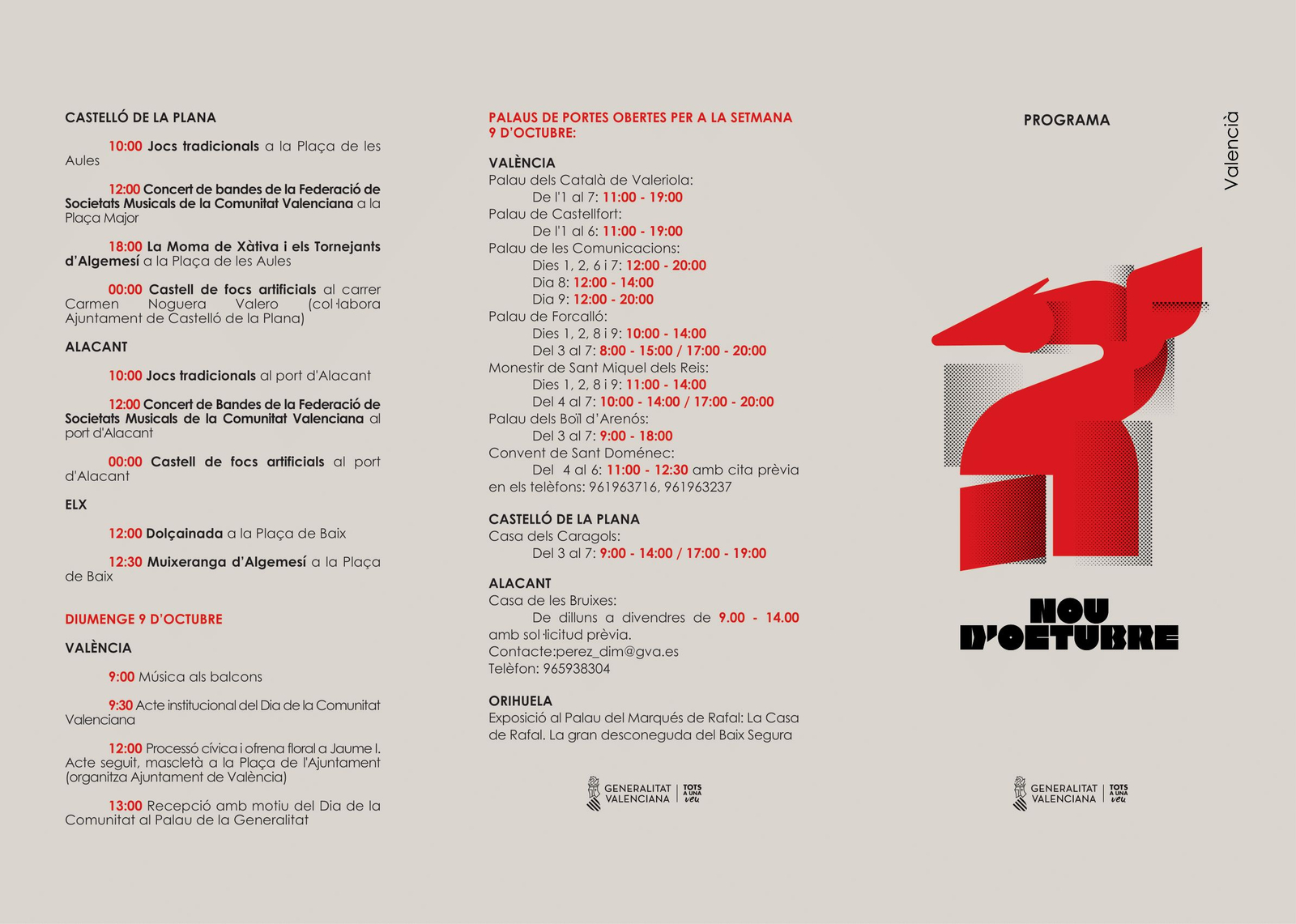 Actes culturals i festius per a celebrar el Nou d'Octubre a la Comunitat Valenciana