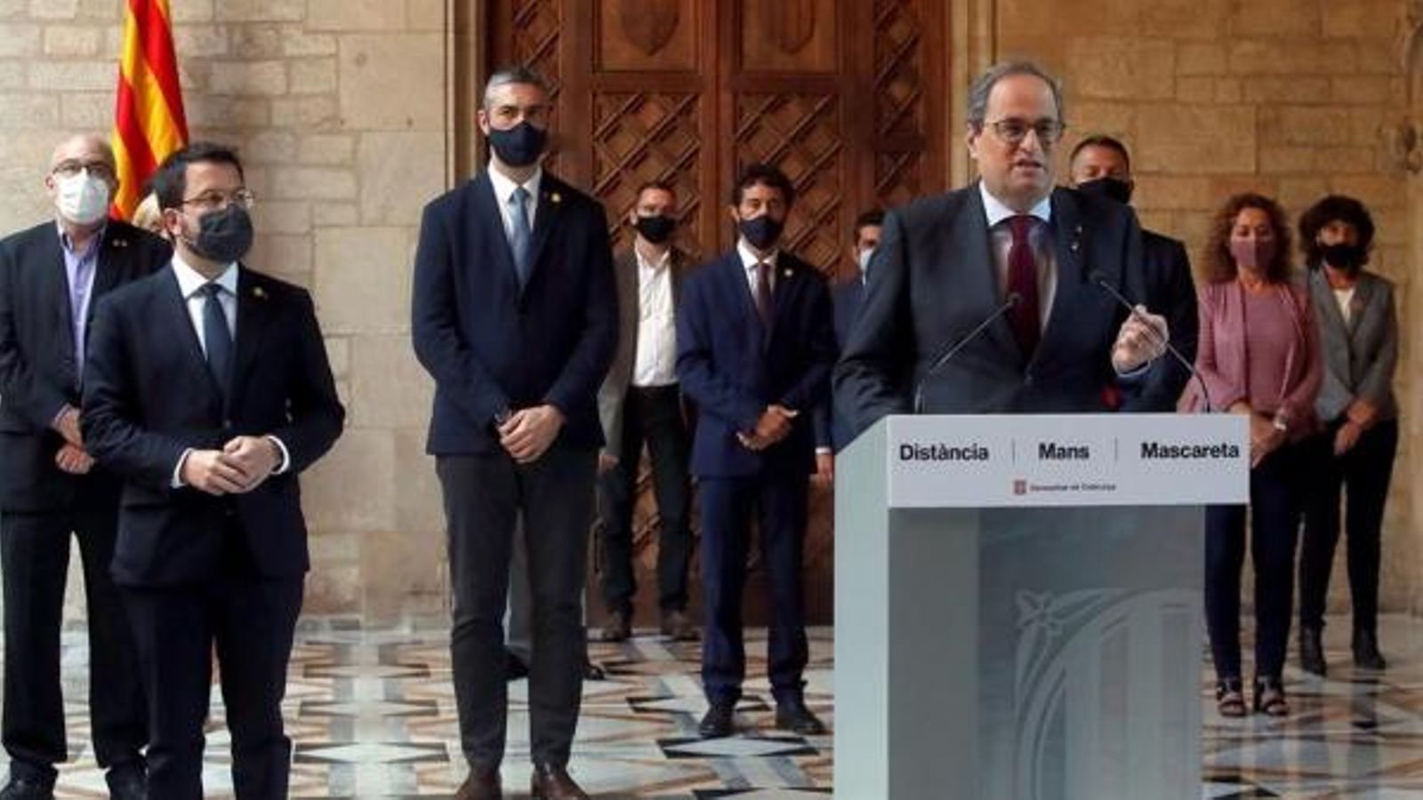 Torra, durant la declaració institucional aquest dilluns