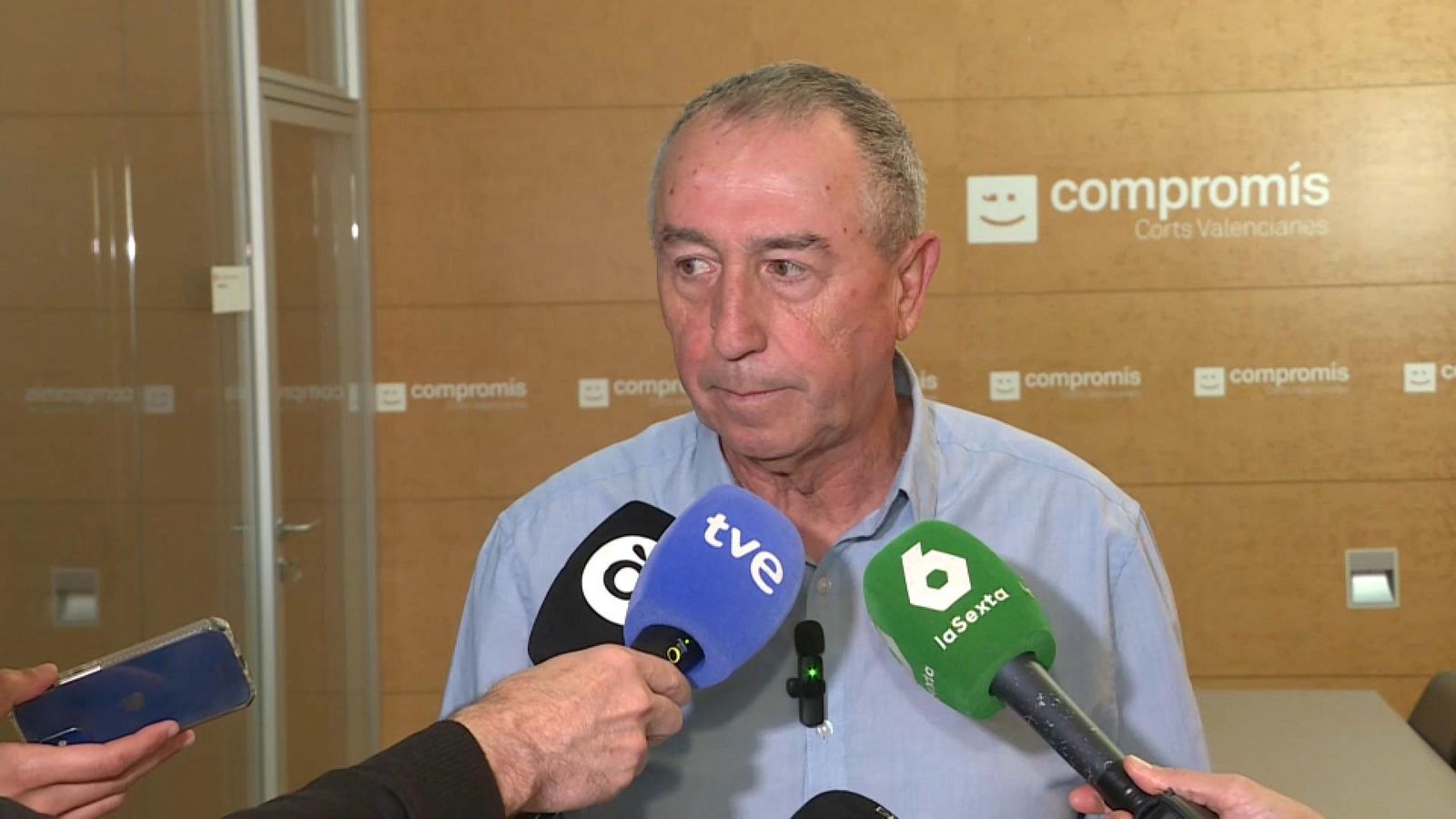 El síndic de Compromís en les Corts, Joan Baldoví, en roda de premsa