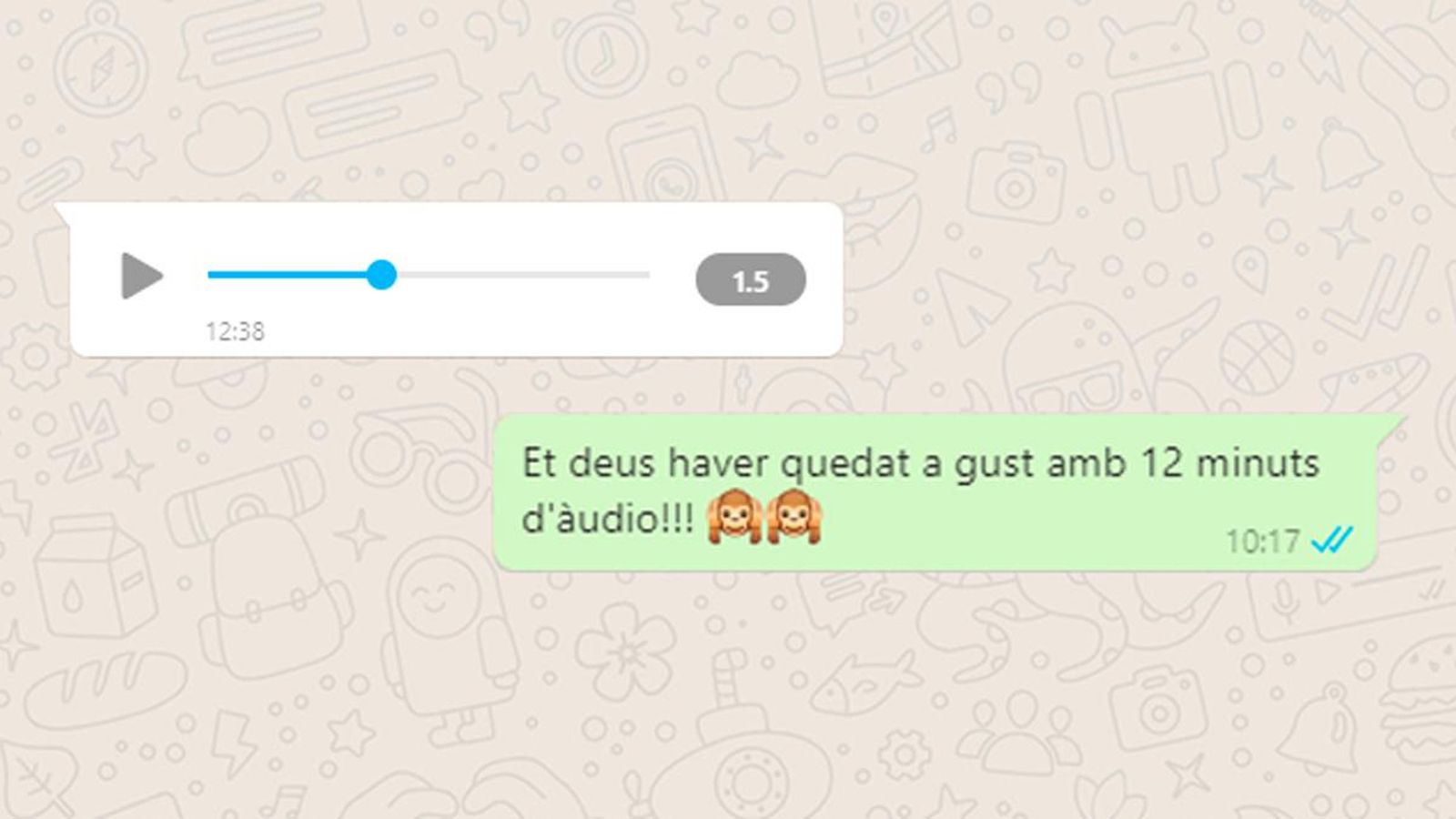 Whatsapp ara permet triar entre tres velocitats de reproducció diferent quan escoltem una nota de veu.