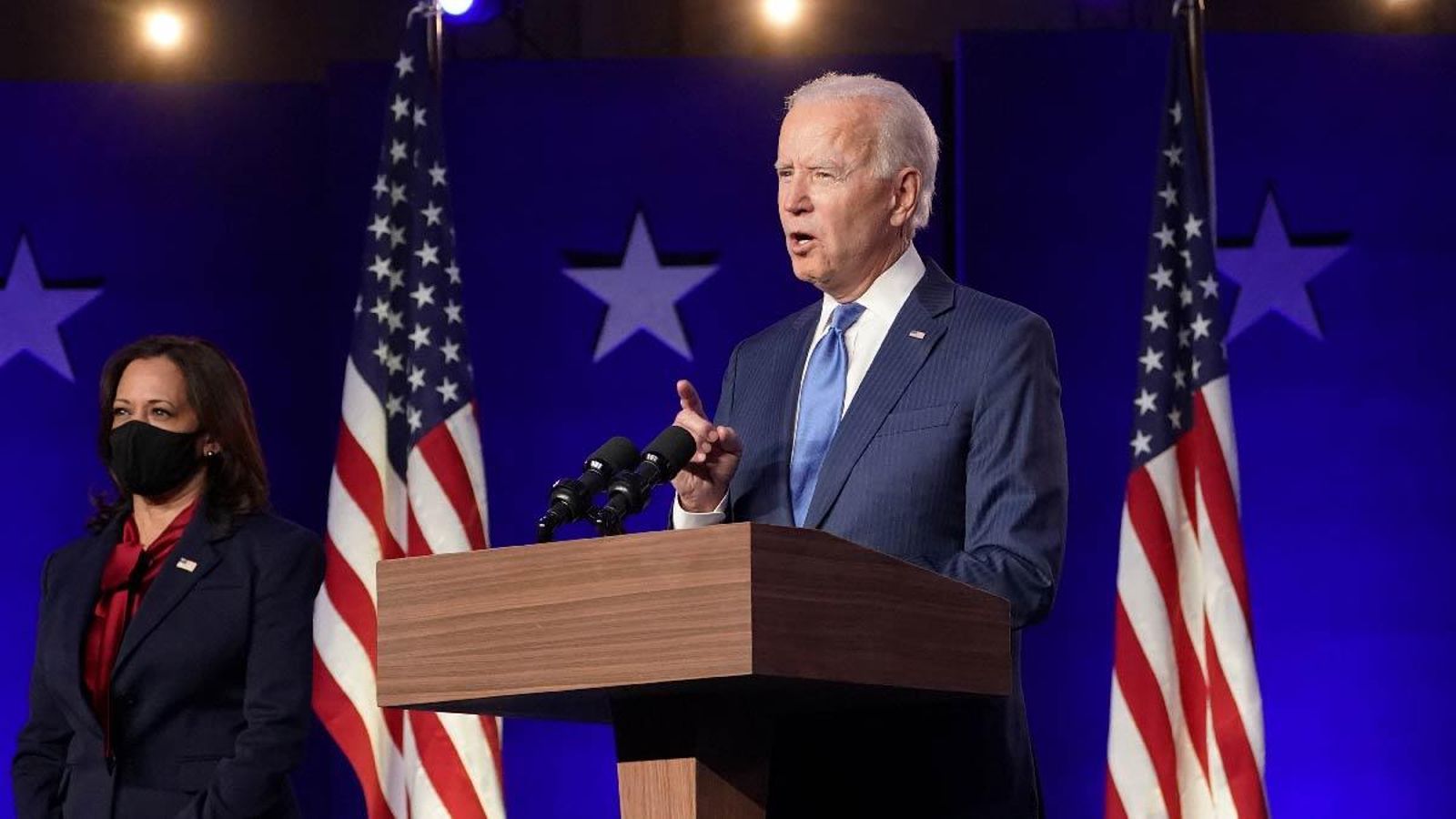 El candidat demòcrata, Joe Biden, durant el seu discurs a Wilmington, Delaware.