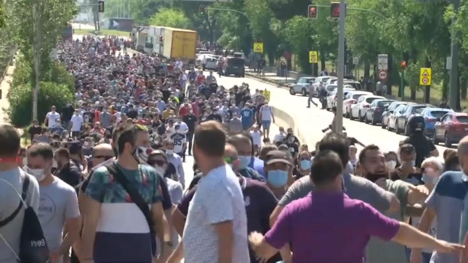 Manifestació dels treballadors de Nissan.