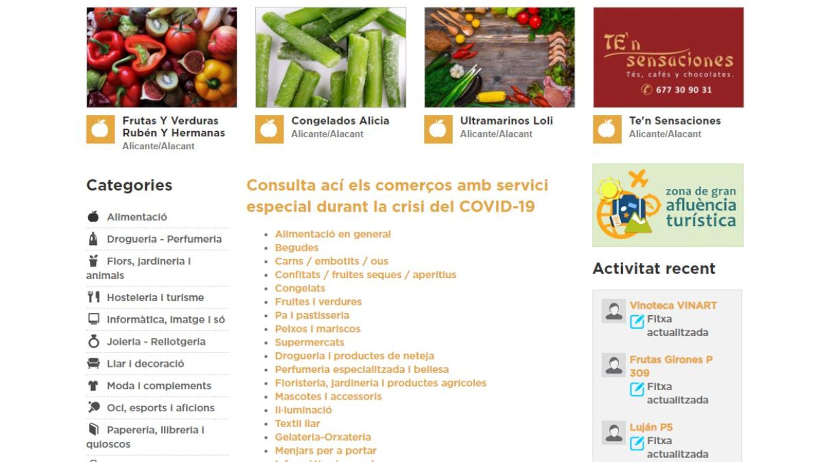 L'Ajuntament d'Alacant crea un portal de compres en comerços locals amb repartiment a domicili