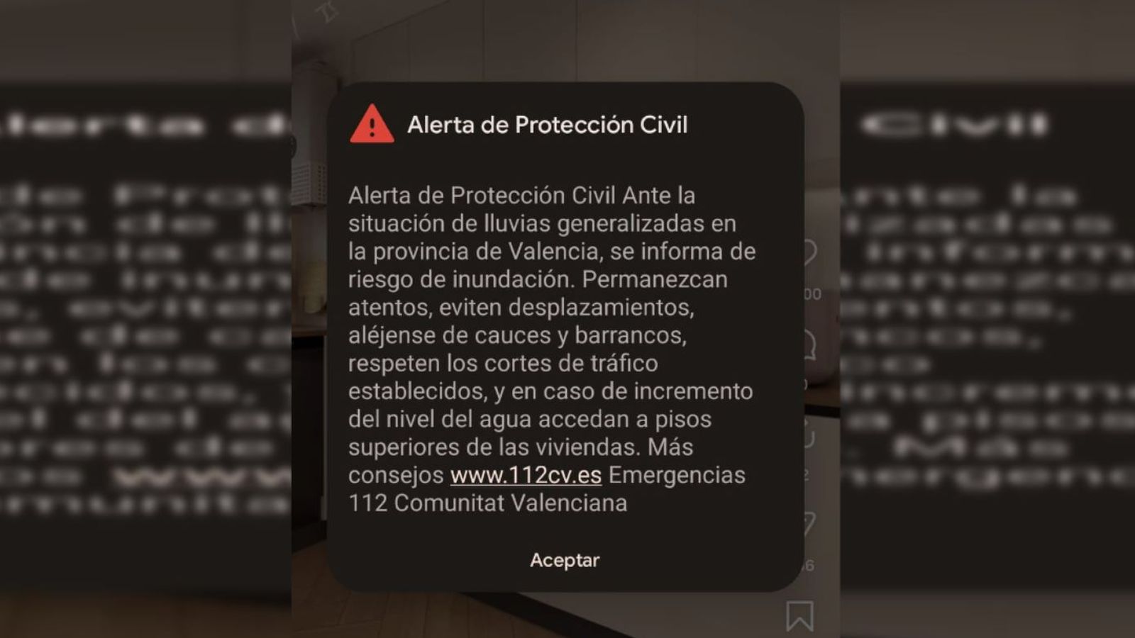 Es-alert enviat este dimecres a la Comunitat Valenciana
