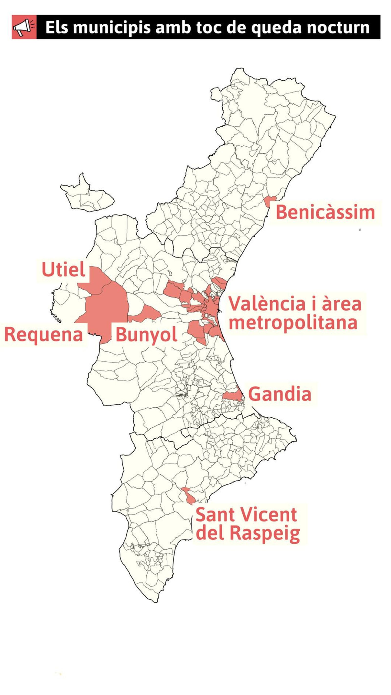 Els municipis valencians amb toc de queda nocturn