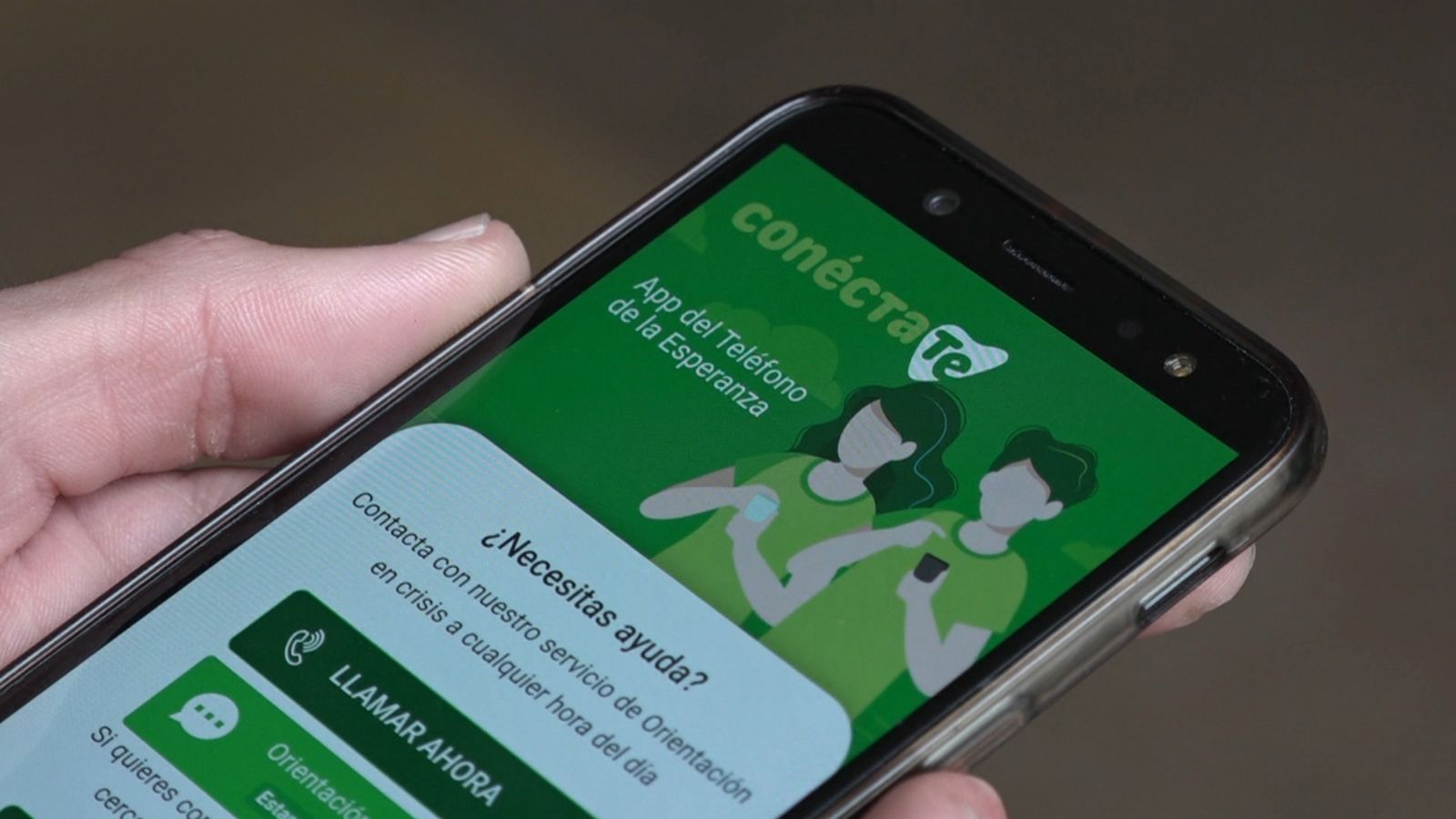 El telèfon amb l'aplicació de l'Esperança