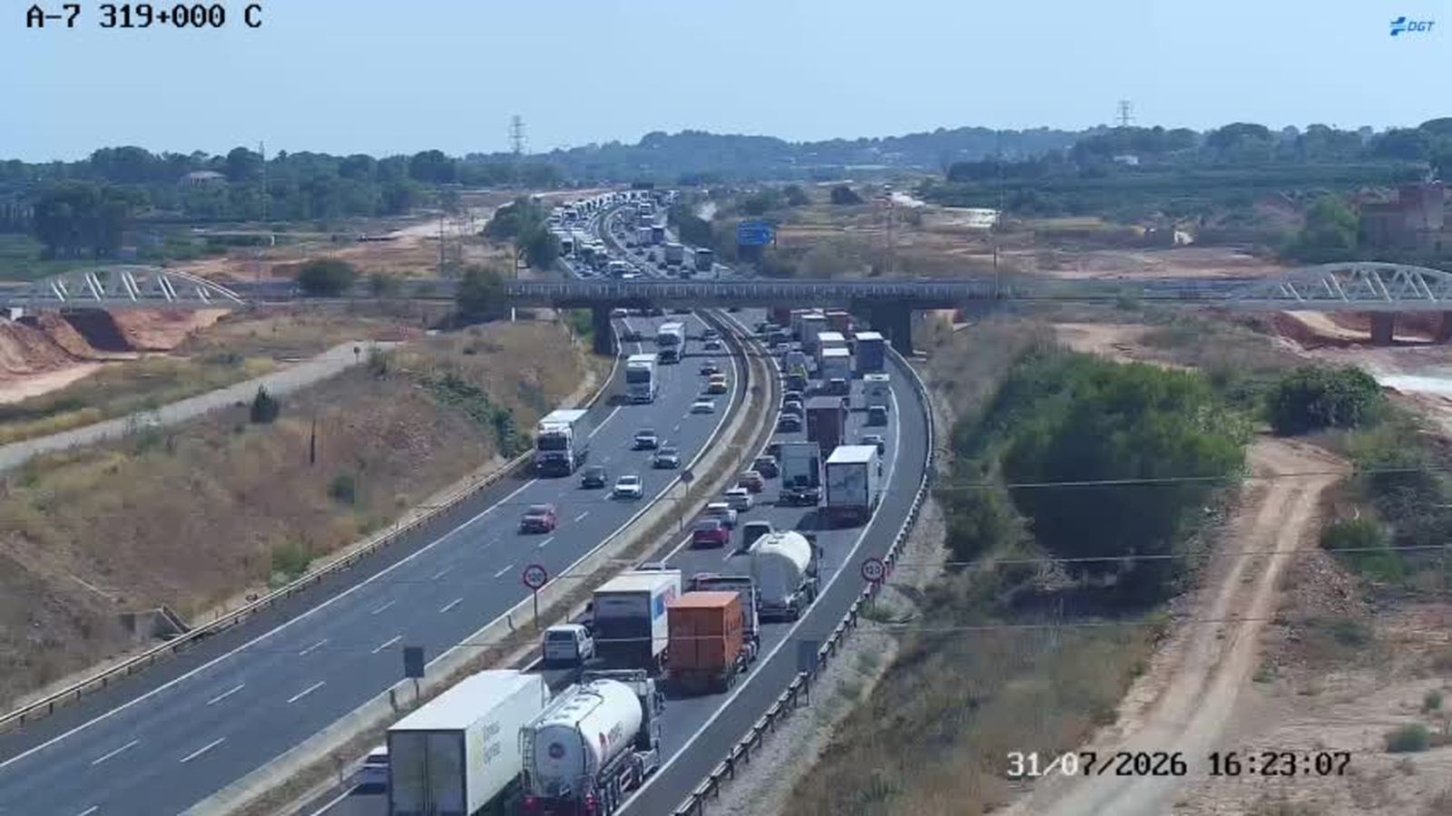 Visió del quilòmetre 319 de l'A-7, on s'ha produït l'accident