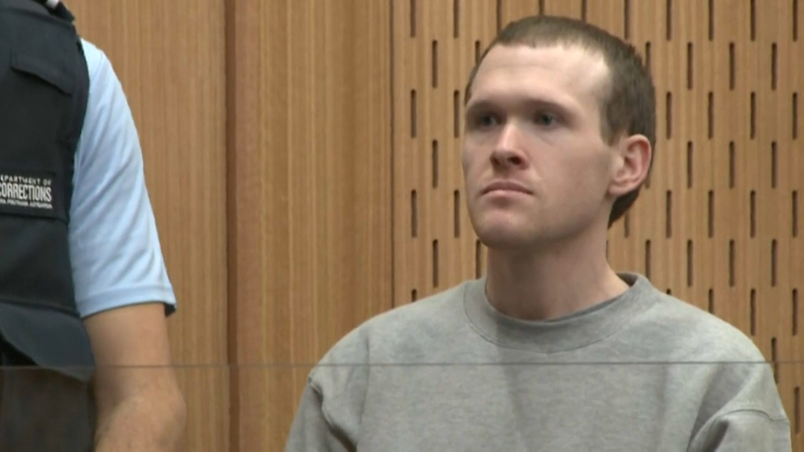 Brenton Tarrant en el juí de l'atemptat de Nova Zelanda