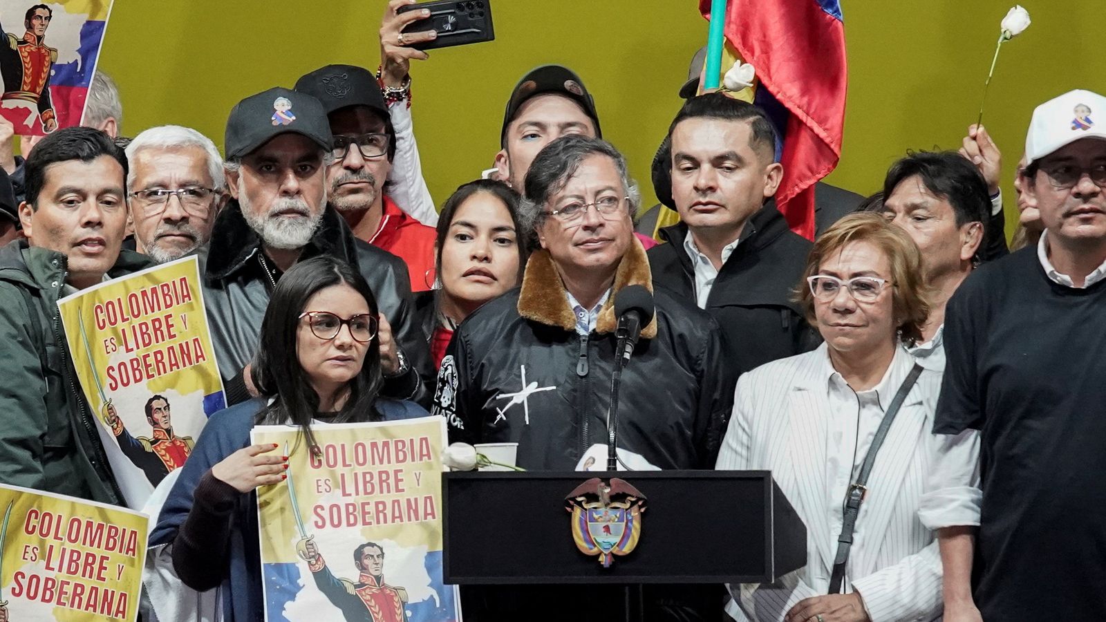 El president de Colòmbia, Gustavo Petro, compareix a la plaça de Bolivar, a Bogotá