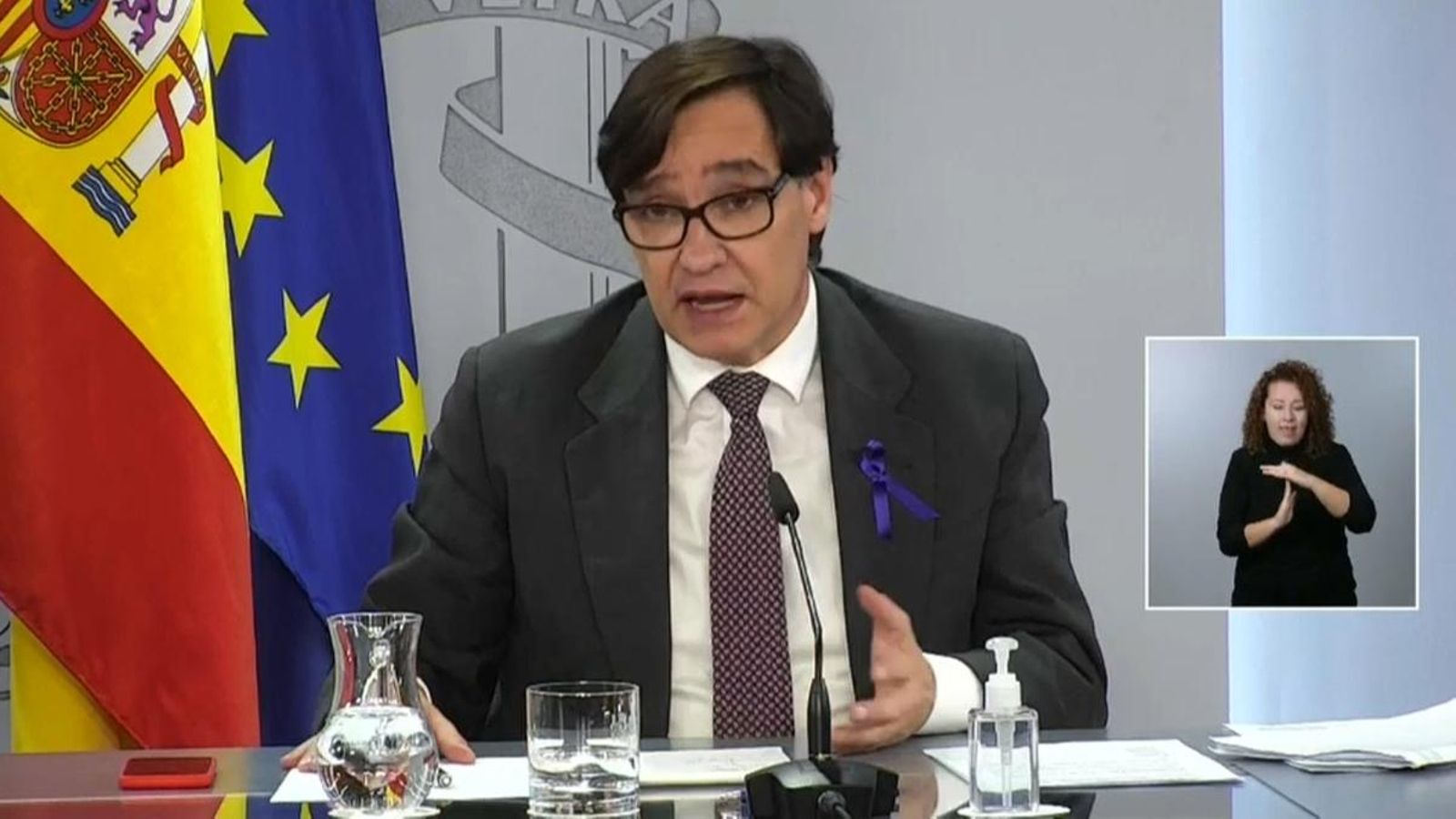 El ministre de Sanitat, Salvador Illa, en la roda de premsa que ha donat aquest dimecres