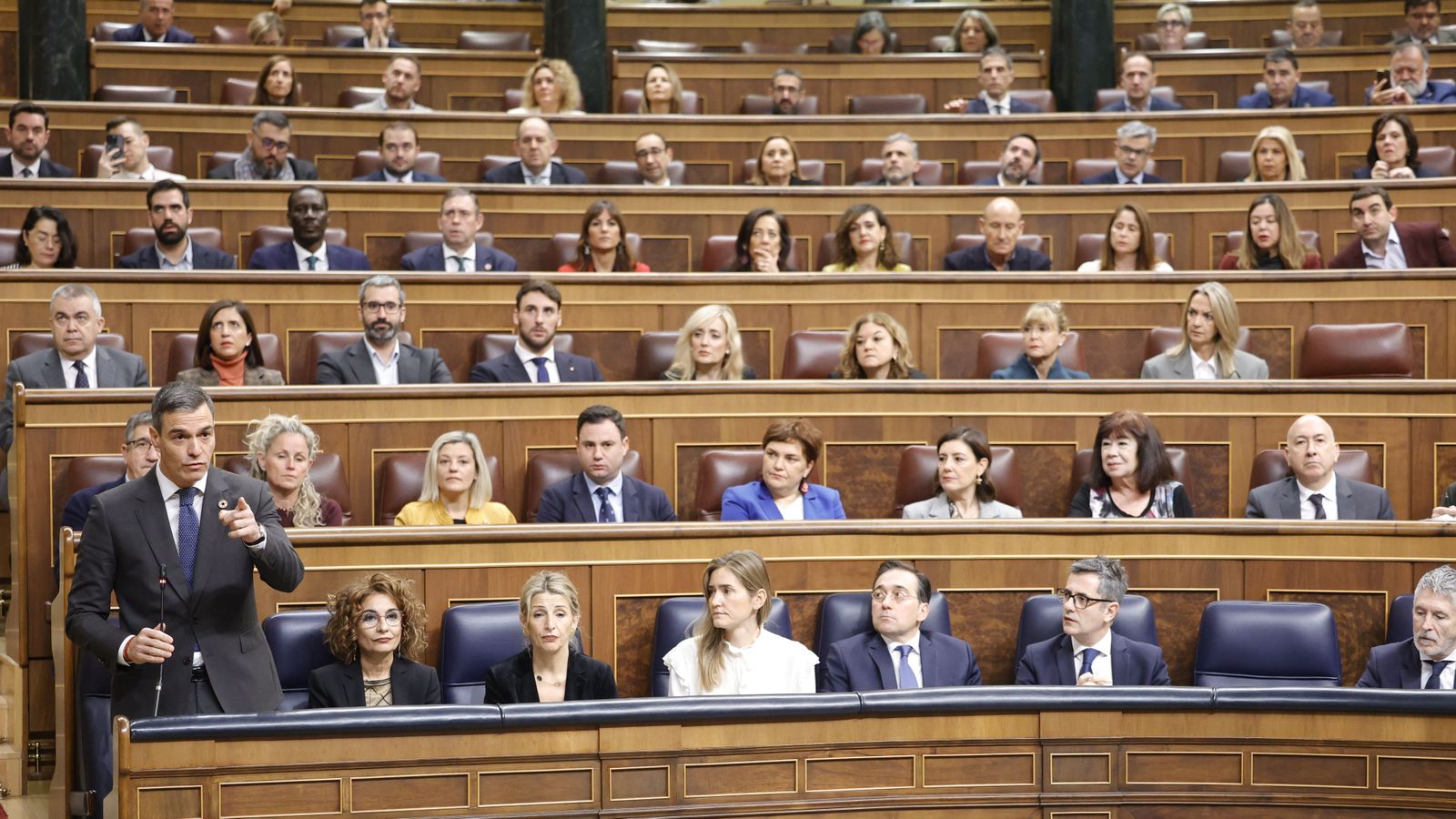 Sánchez en un moment de la sessió de control d'este dimecres al Congrés