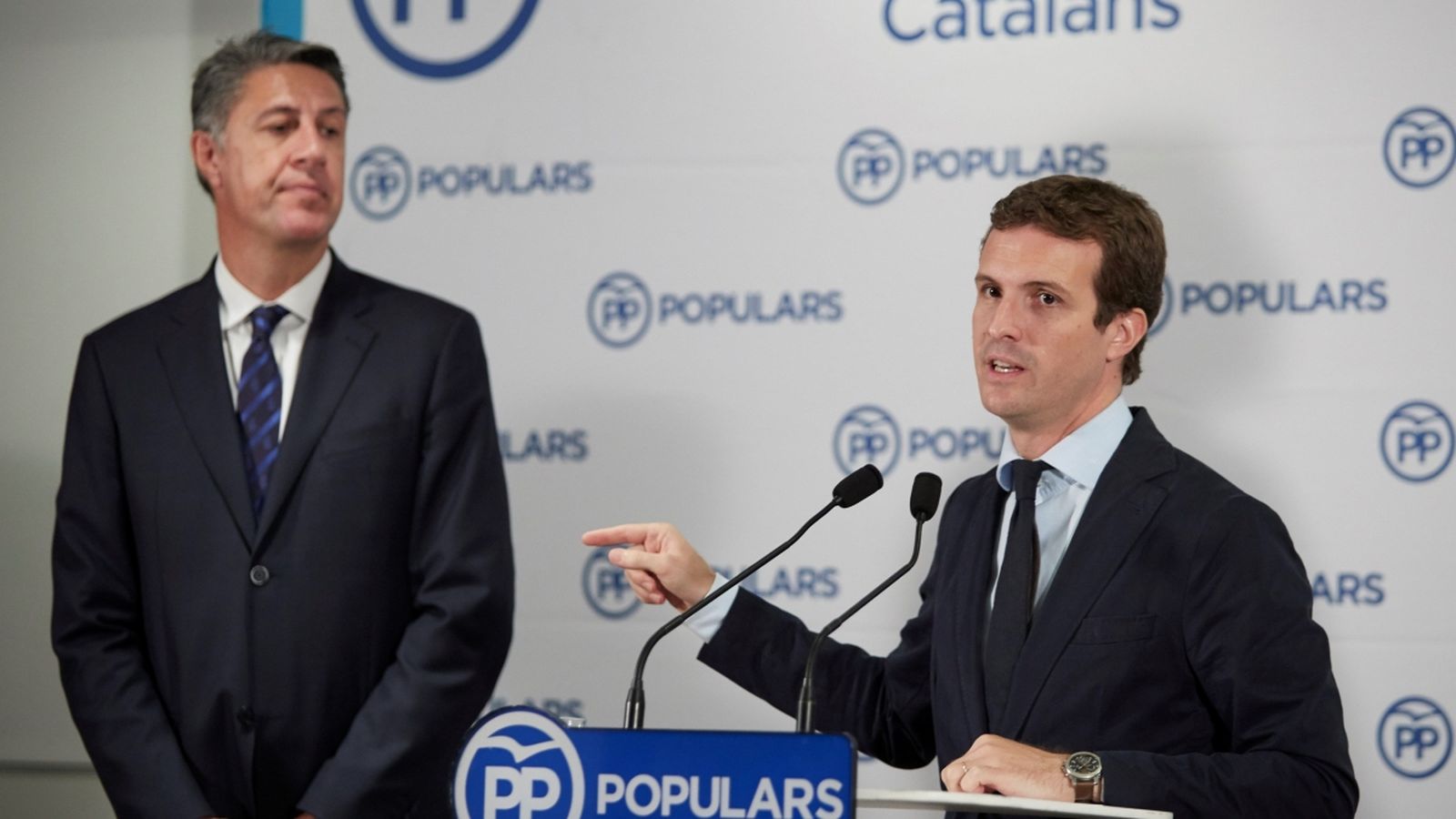 Casado ha acudit a Barcelona per a presidir la Junta Directiva del PP català. Efe