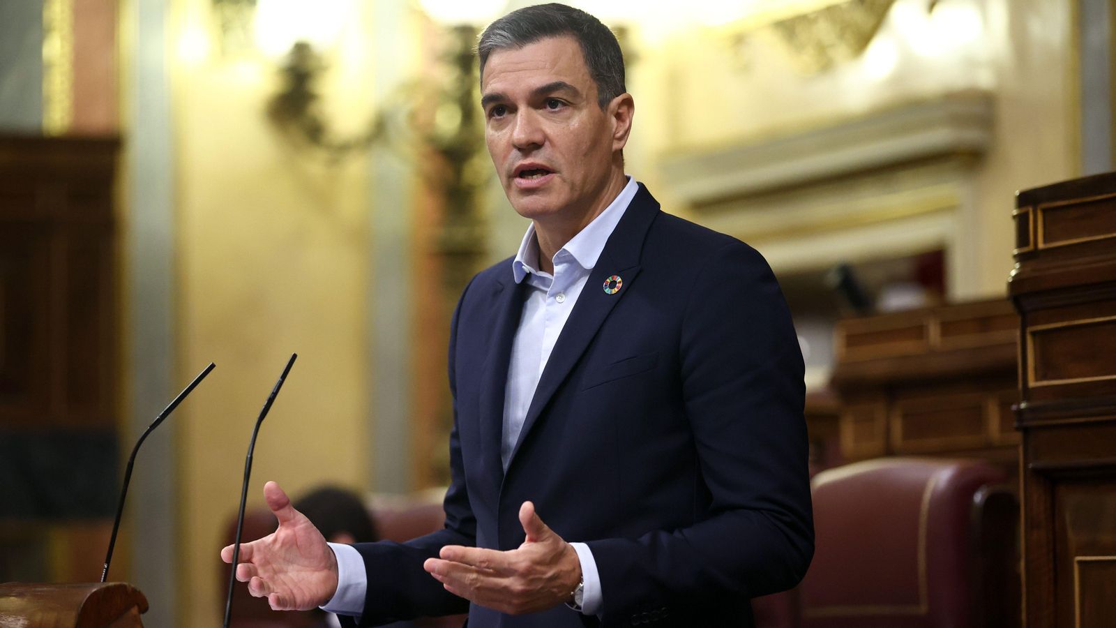 El president del govern, Pedro Sánchez, durant la seua intervenció al Congrés aquest dijous
