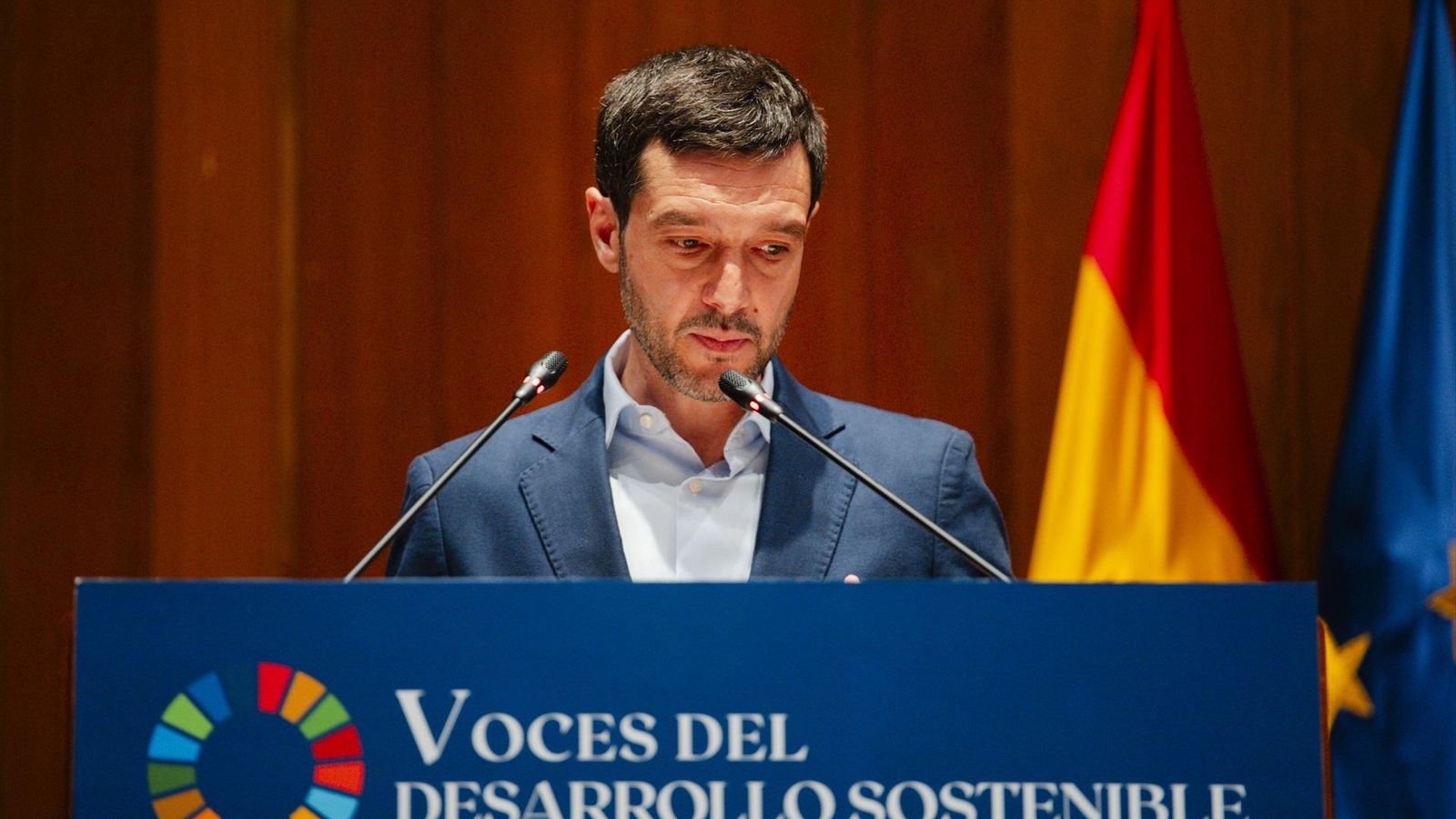 El Ministeri de Drets Socials, Consum i Agenda 2030, Pablo Bustinduy, en l'acte d'este dimecres