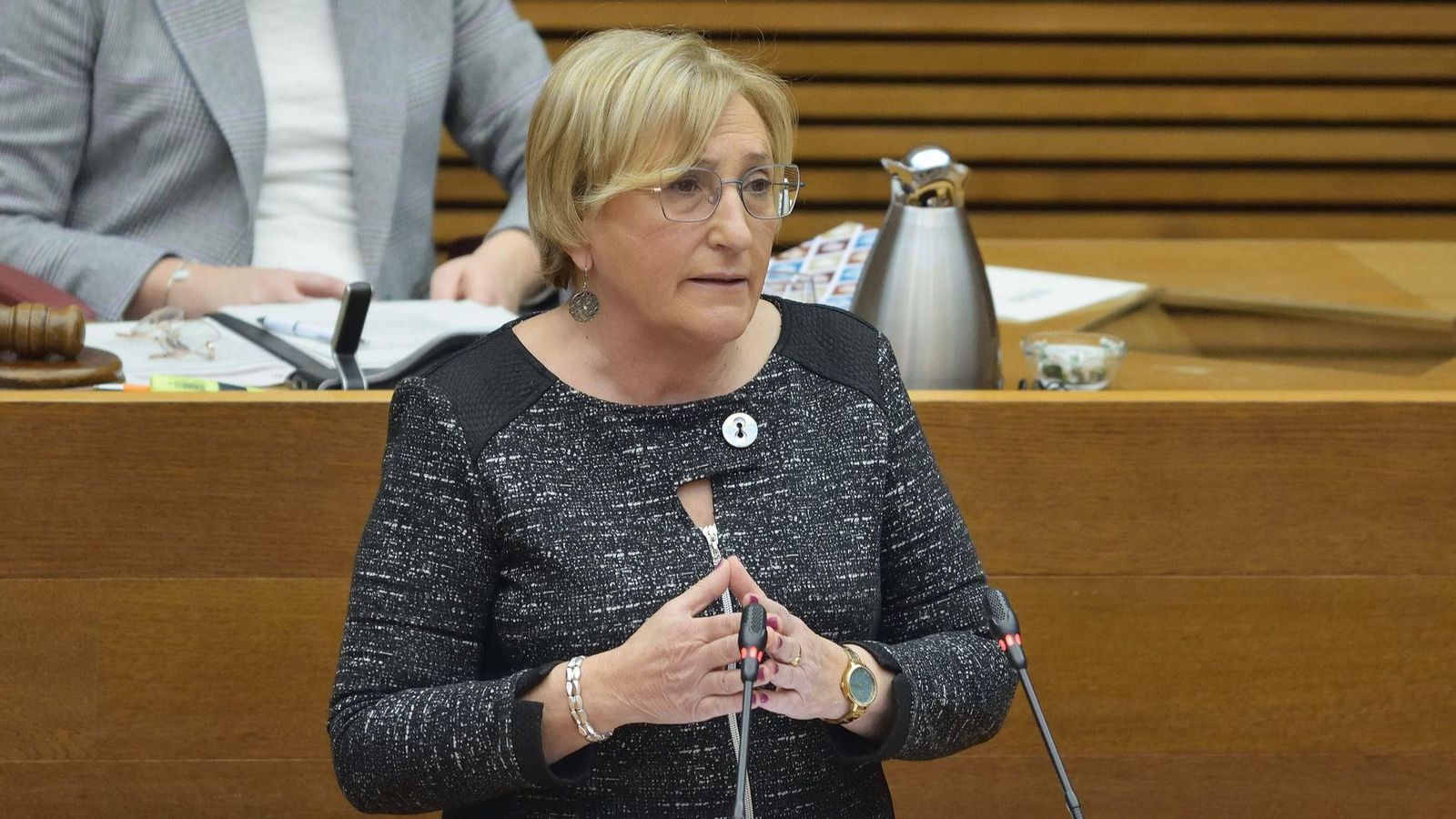 La consellera de Sanitat Universal i Salut Pública, Ana Barceló, durant una compareixença, en una imatge d'arxiu Compareixença de la consellera de Sanitat Universal i Salut Pública, Ana Barceló, en la Diputació Permanent de les Corts