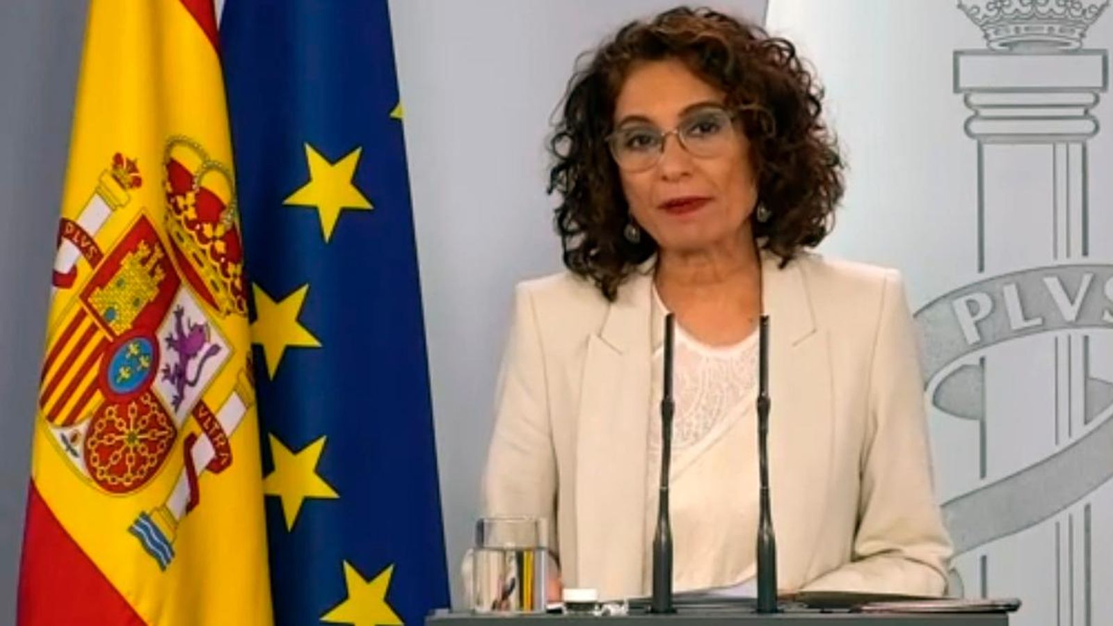 María Jesús Montero, durant la roda de premsa al Palau de la Moncloa a Madrid