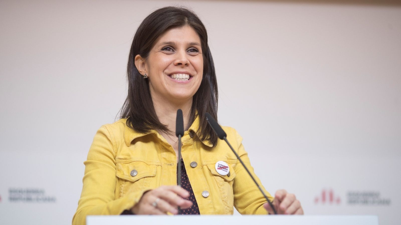 La portaveu d'ERC, Marta Vilalta, durant una roda de premsa aquest dilluns