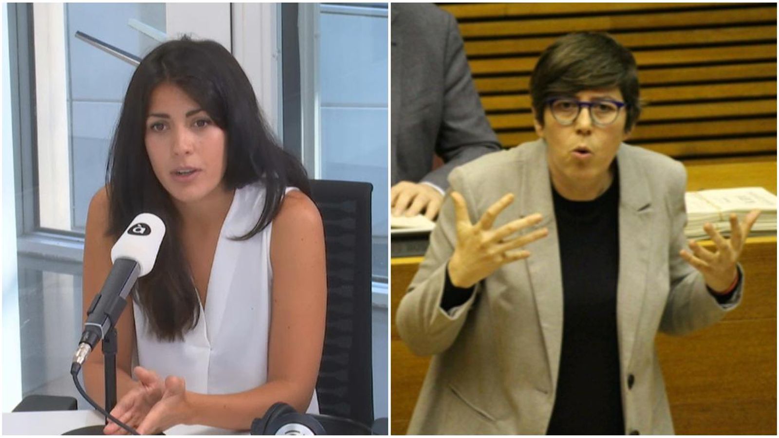 La síndica de Podem a les Corts, Naiara Davó, i la diputada autonòmica Pilar Lima