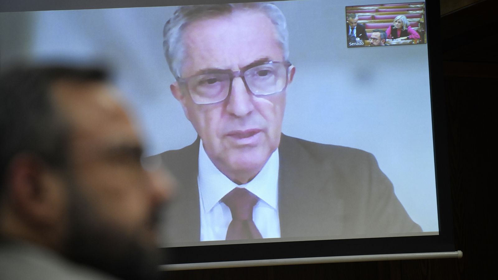 L'exdirector de la Guàrdia Civil, Leonardo Marcos, en una declaració per videconferència al Senat