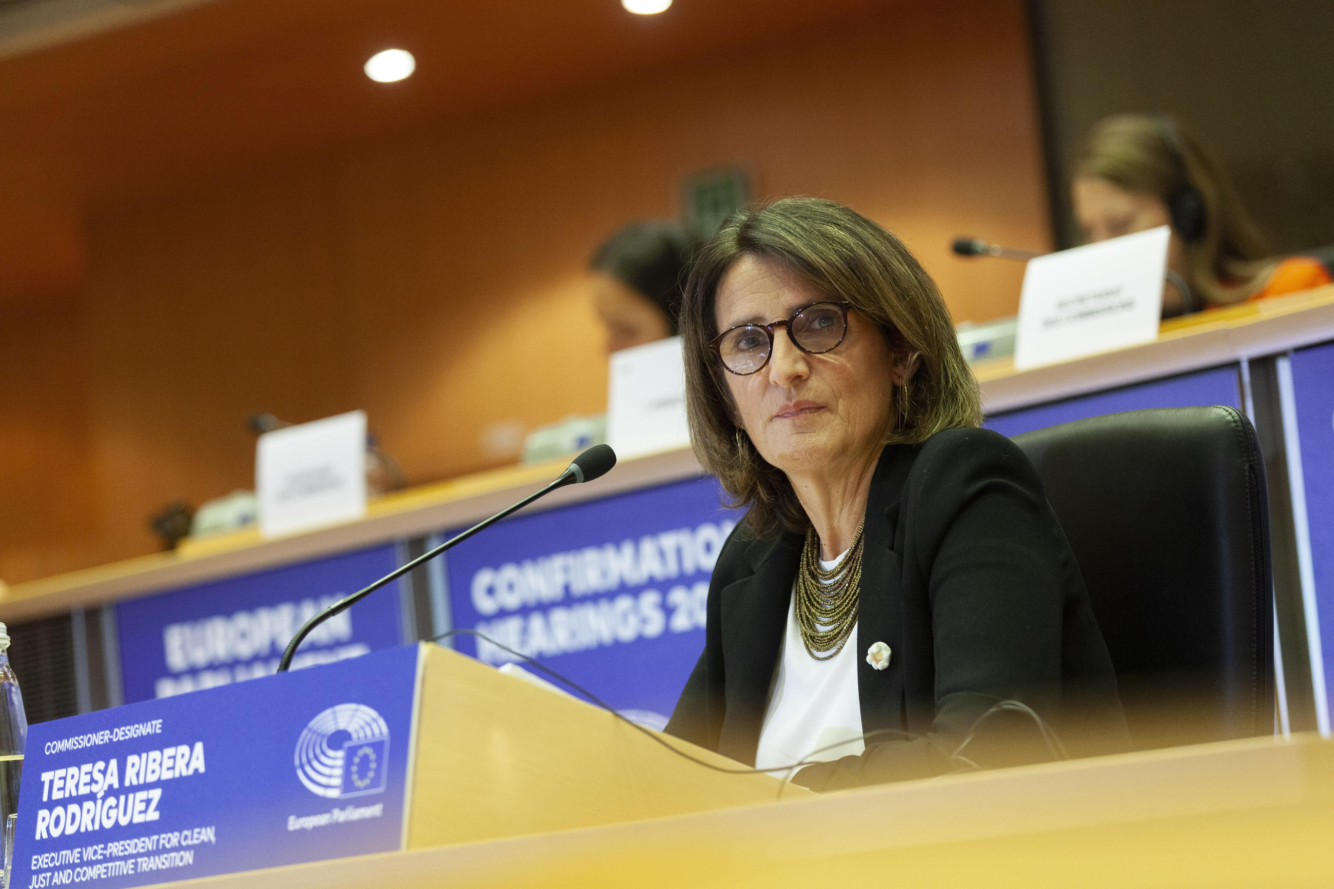 Ribera en la intervenció al Parlament Europeu Ribera durant la seua intervenció en el Parlament Europeu