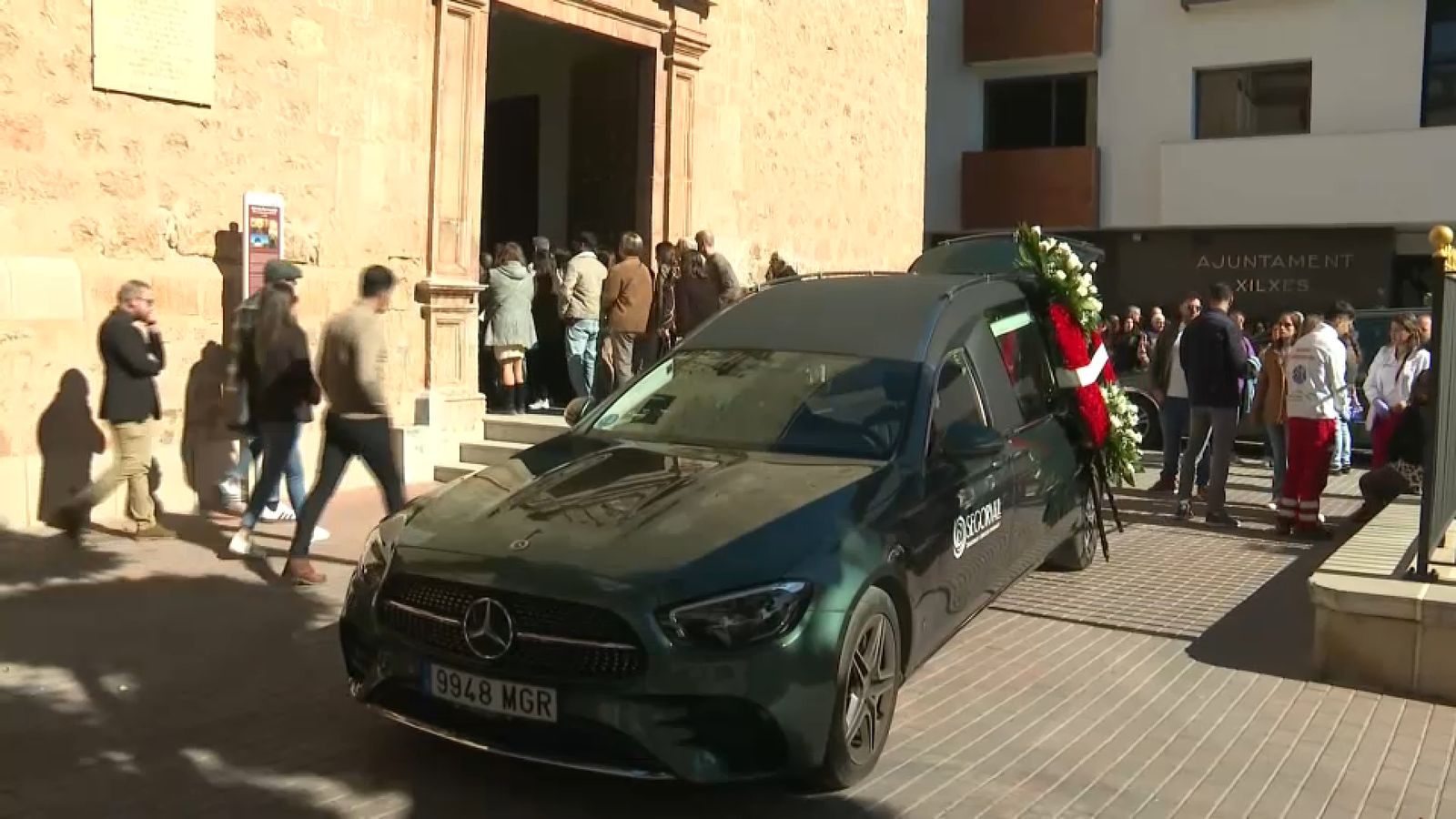 Església de La Nostra Senyora de l'Assumpció de Xilxes este matí, en el funeral de María José i Noemí