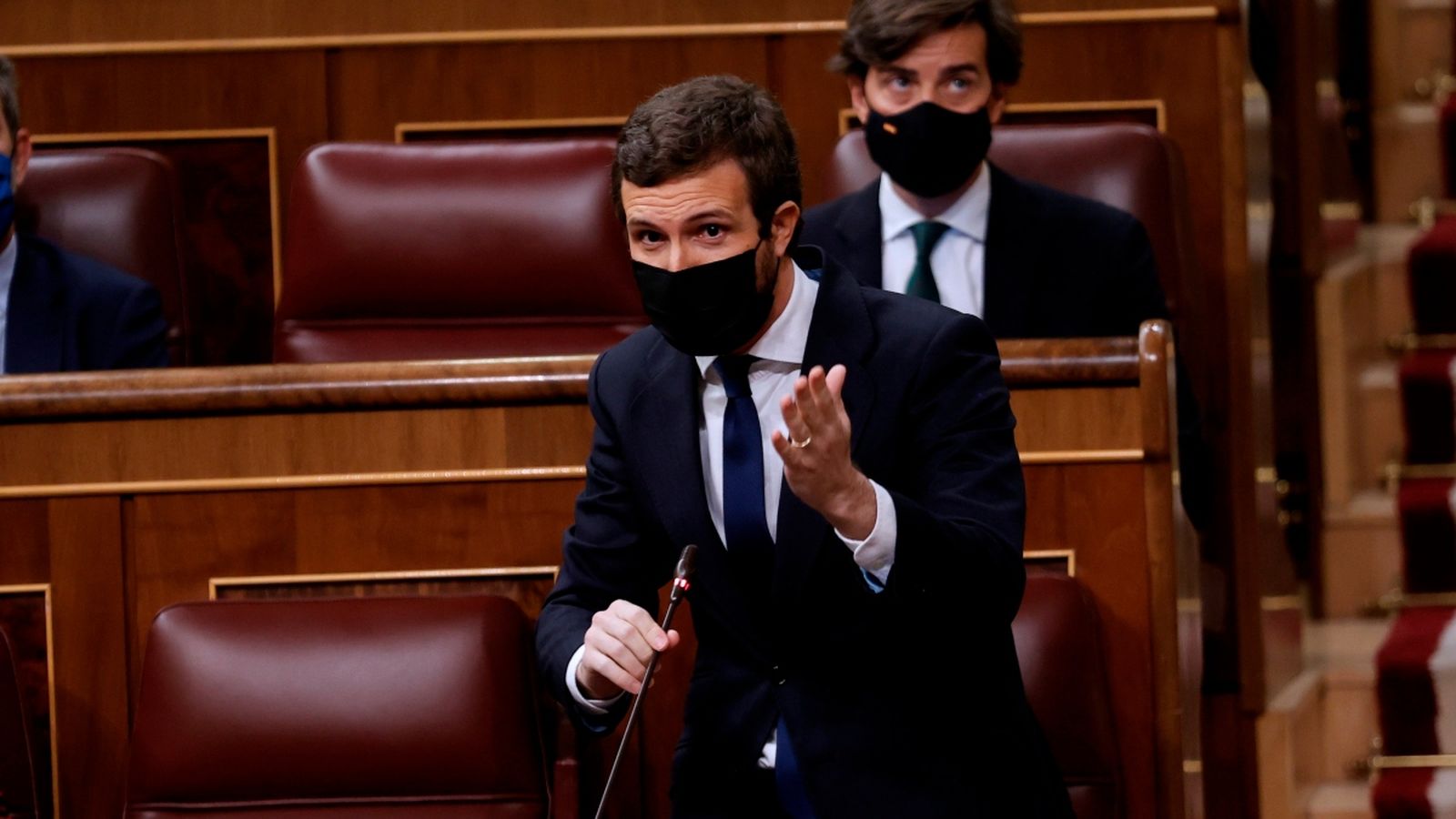 El líder del PP, Pablo Casado, aquest dimecres  en el ple del Congrés