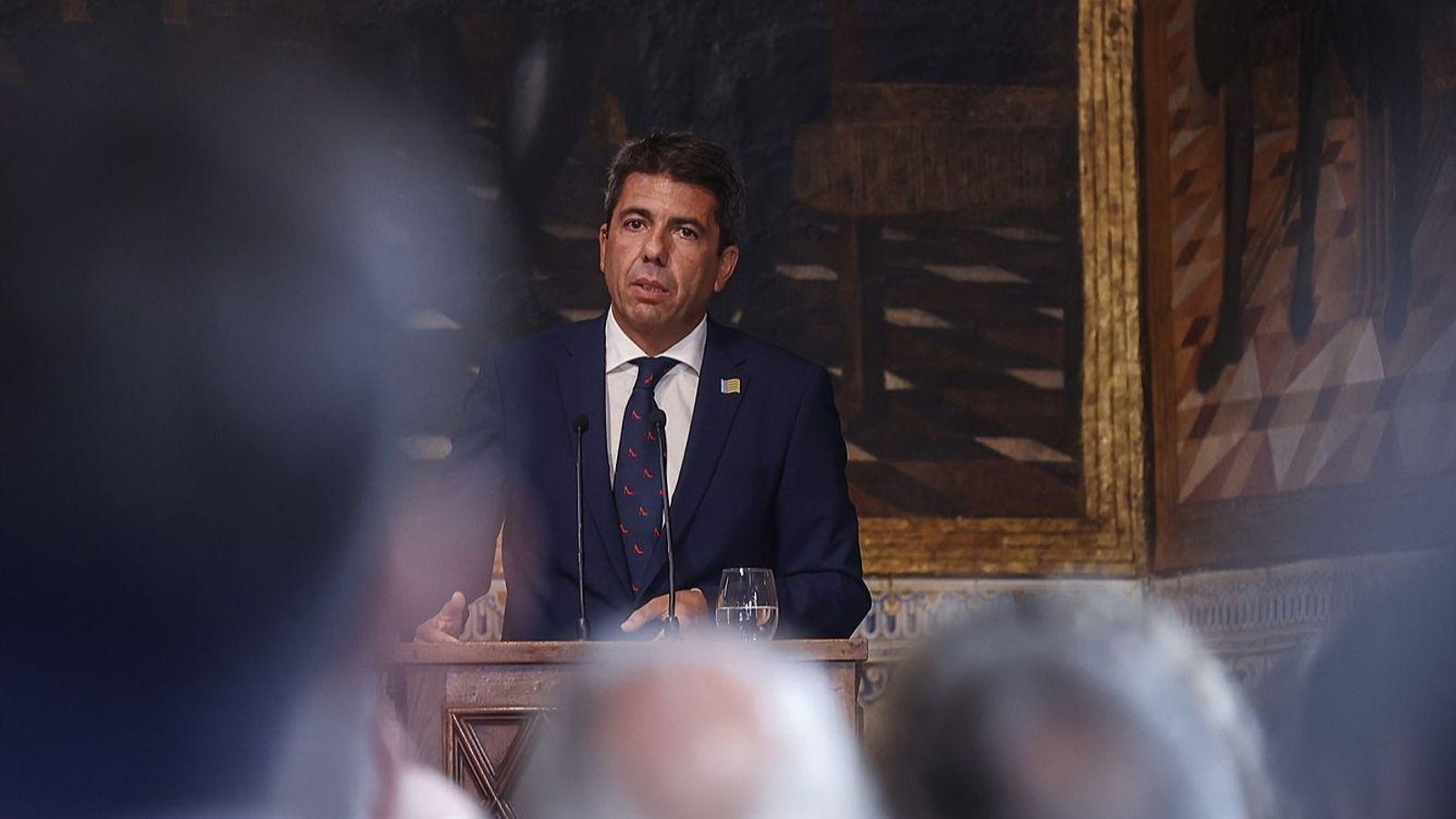 Mazón, durant el primer discurs com a president de la Generalitat pel Nou d'Octubre