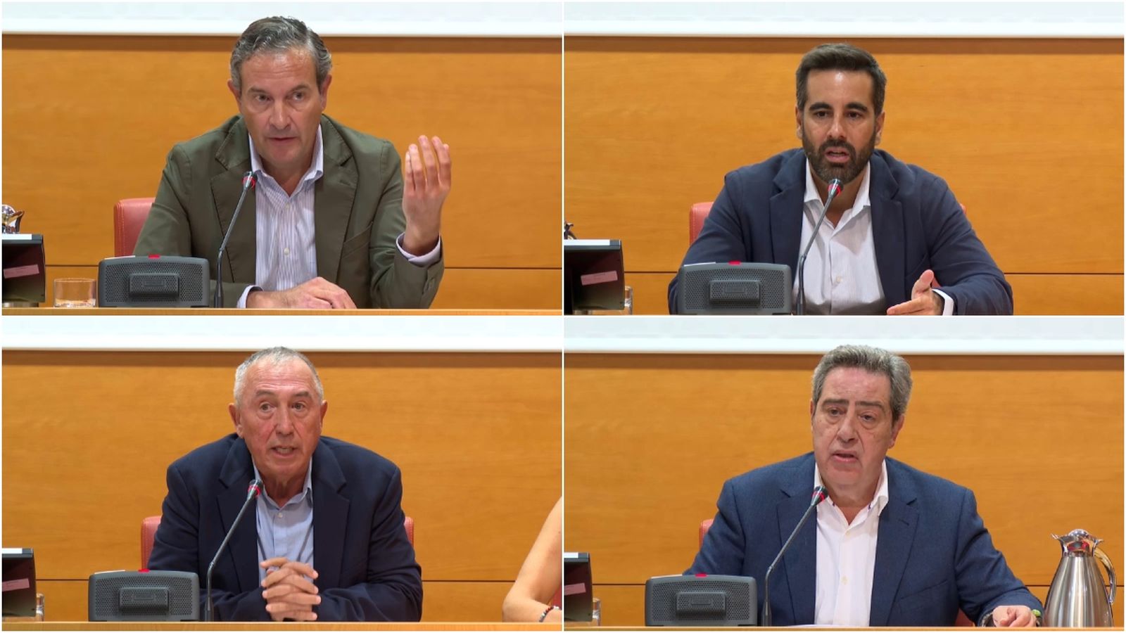 Els síndics de PP, PSPV, Compromís i Vox en roda de premsa a les Corts