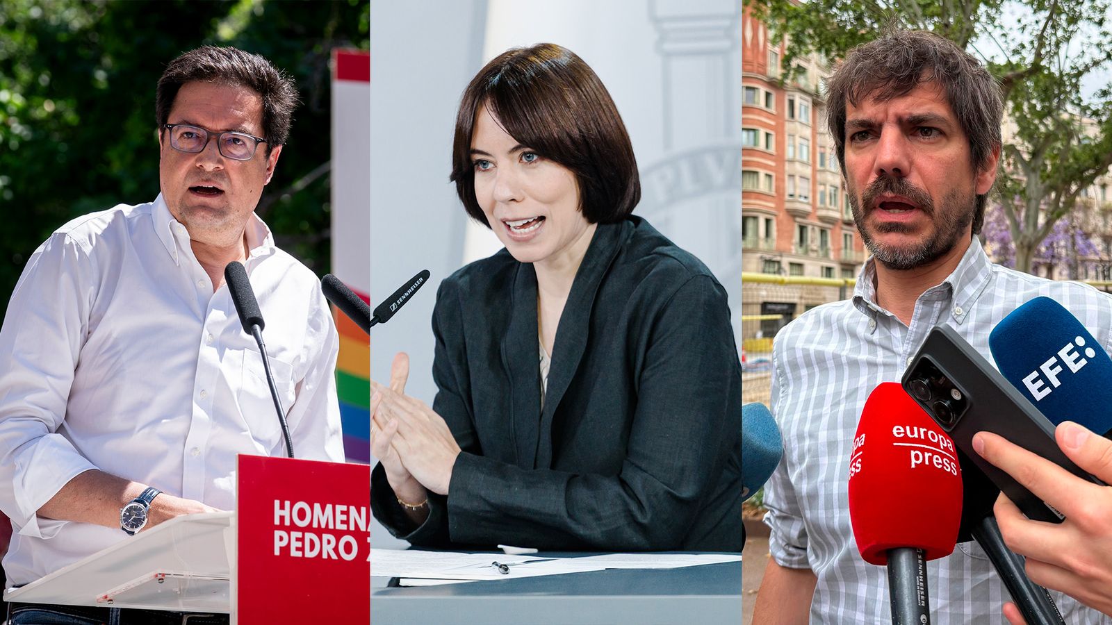 D'esquerra a dreta, Óscar López, Diana Morant i Ernest Urtasun