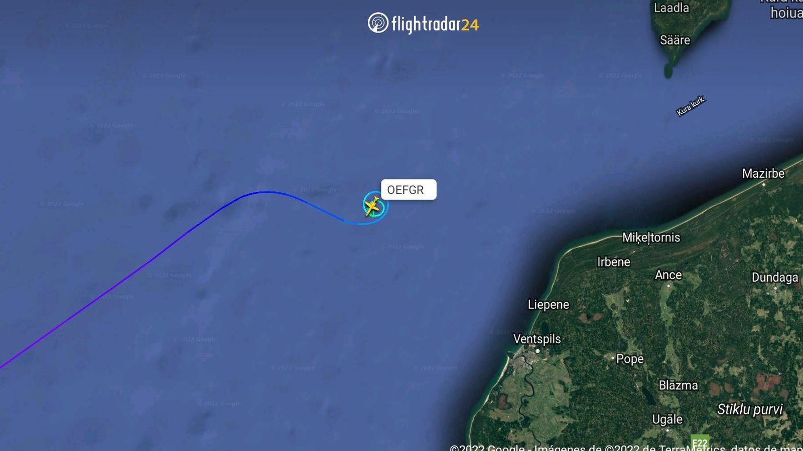 Situació al radar de l'avió accidentat al Bàltic