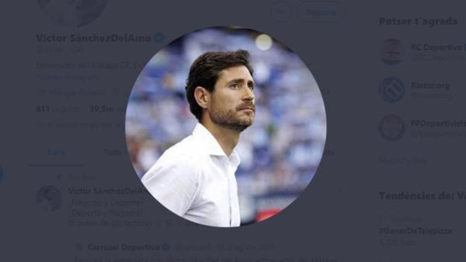Captura del compte de Twitter de l'entrenador del Màlaga C. F. Víctor Sánchez
