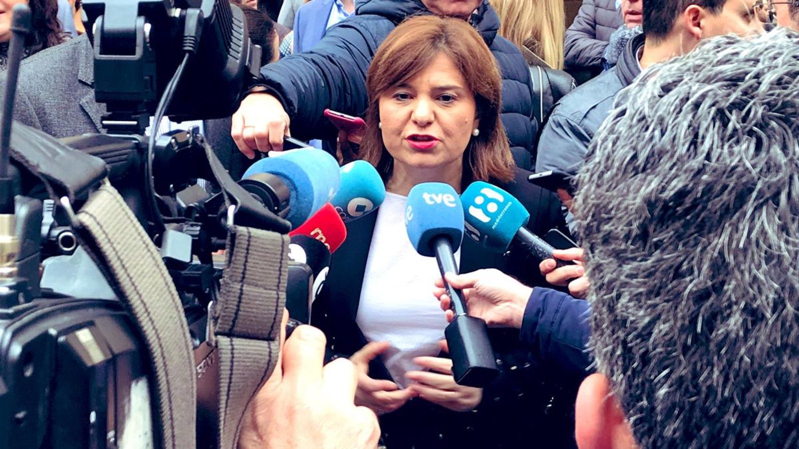 La presidenta del PPCV, aquest matí a la plaça de Manises