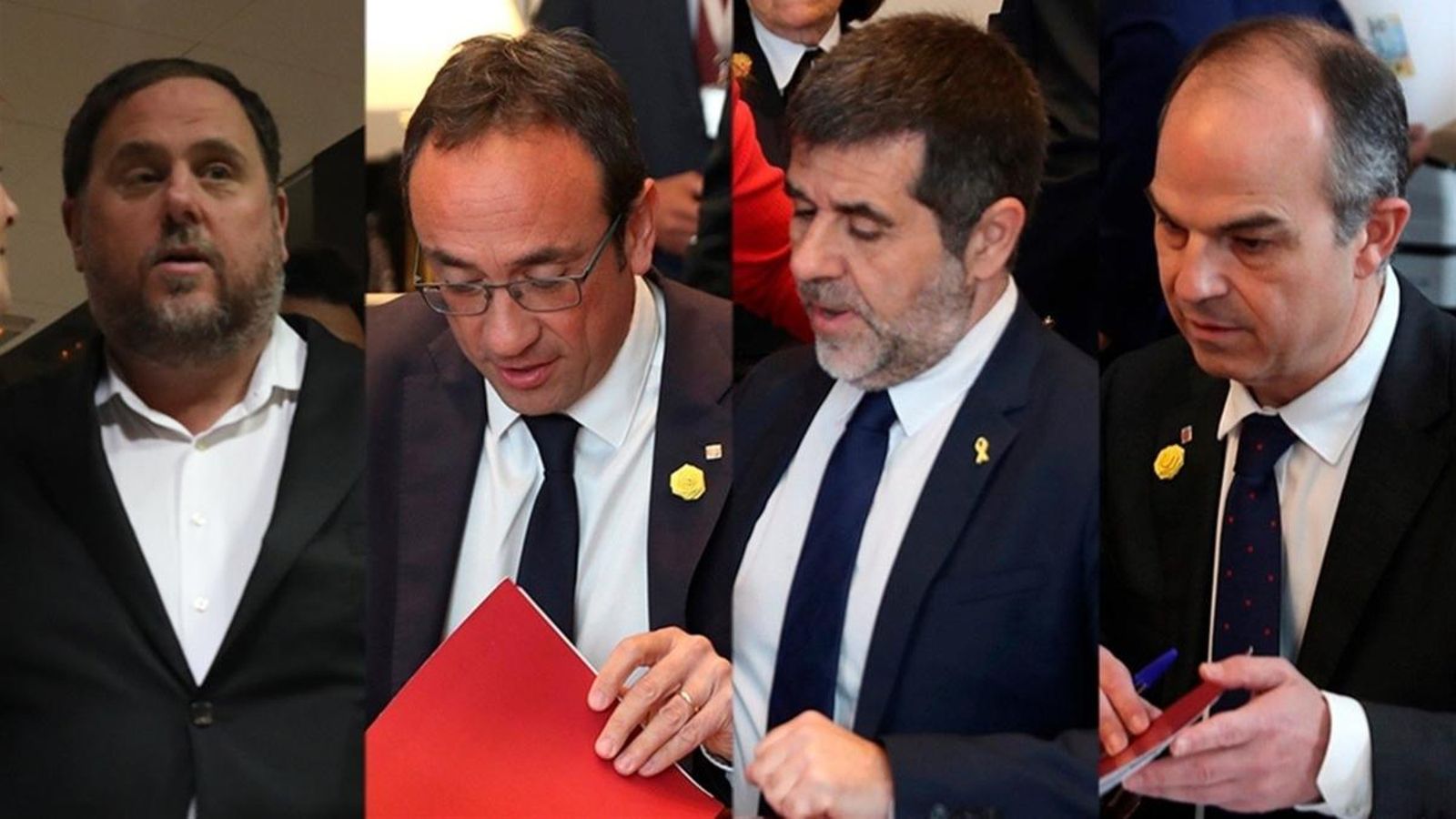 Els diputats empresonats Oriol Junqueras, Jordi Turull, Josep Rull i Jordi Sànchez, en una imatge d’arxiu