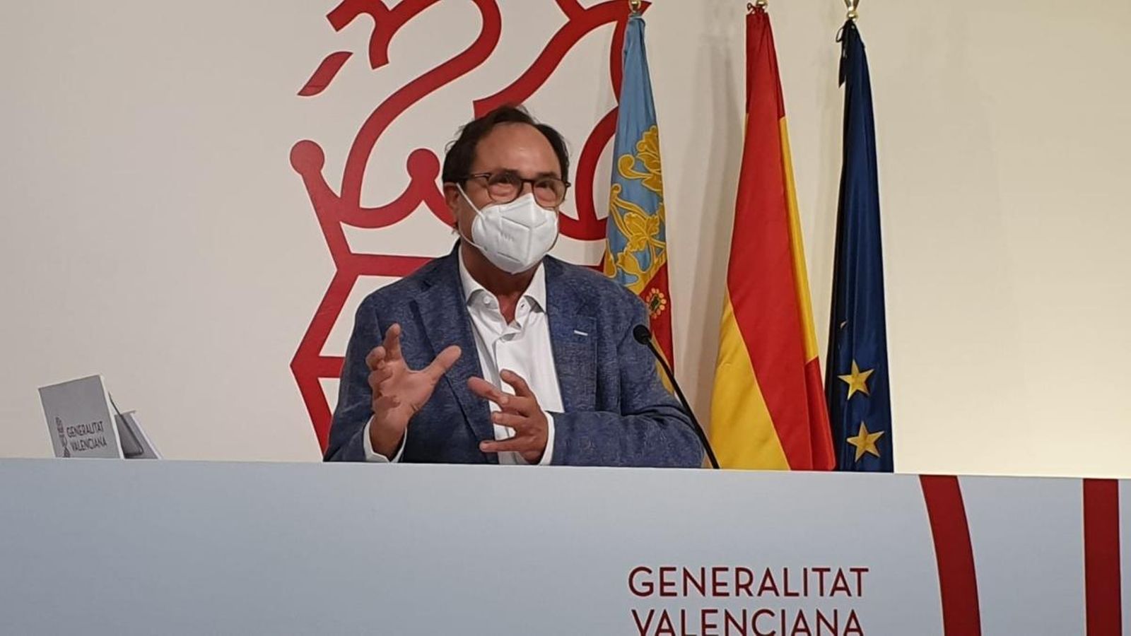 El conseller d’Hisenda, Vicent Soler, en la roda de premsa posterior al Ple del Consell