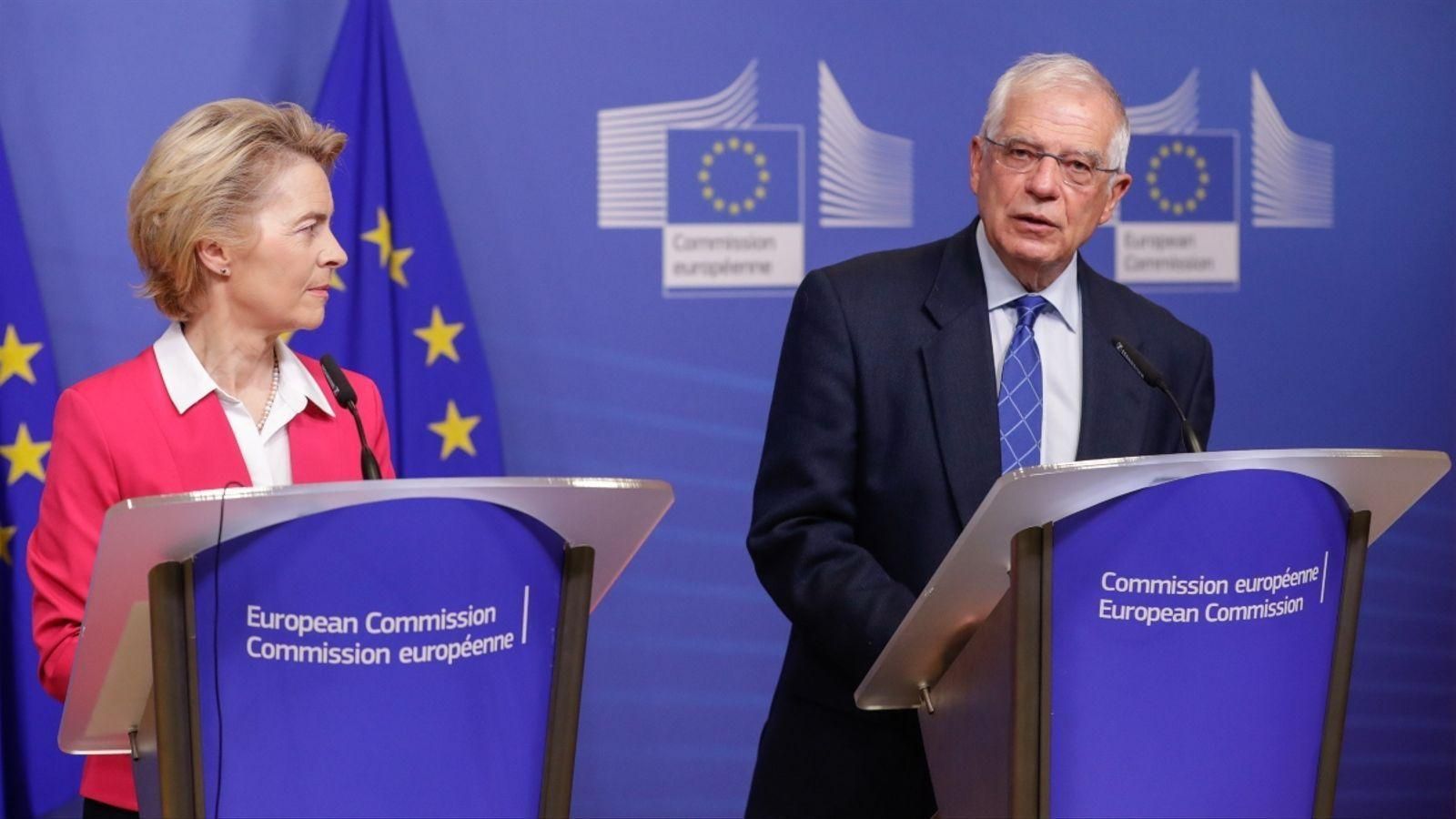 La presidenta de la Comissió Europea, Ursula von der Leyen, i l'alt representant de la Unió per a Afers Estrangers, Josep Borrell