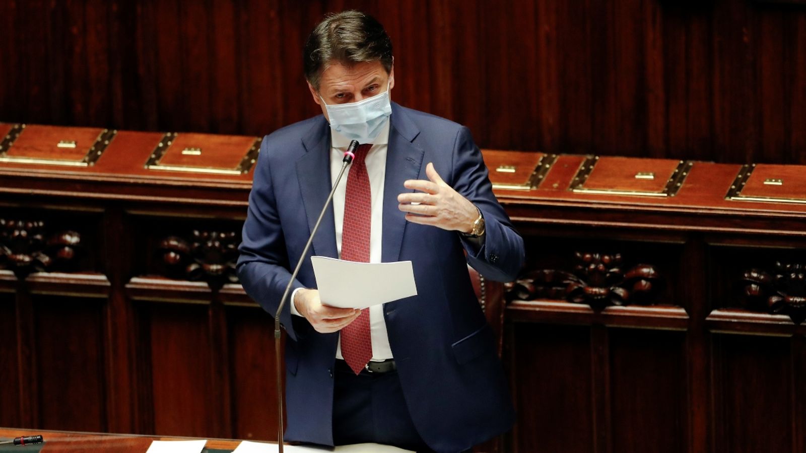 El primer ministre Giuseppe Conte, aquest dimecres en el parlament italià