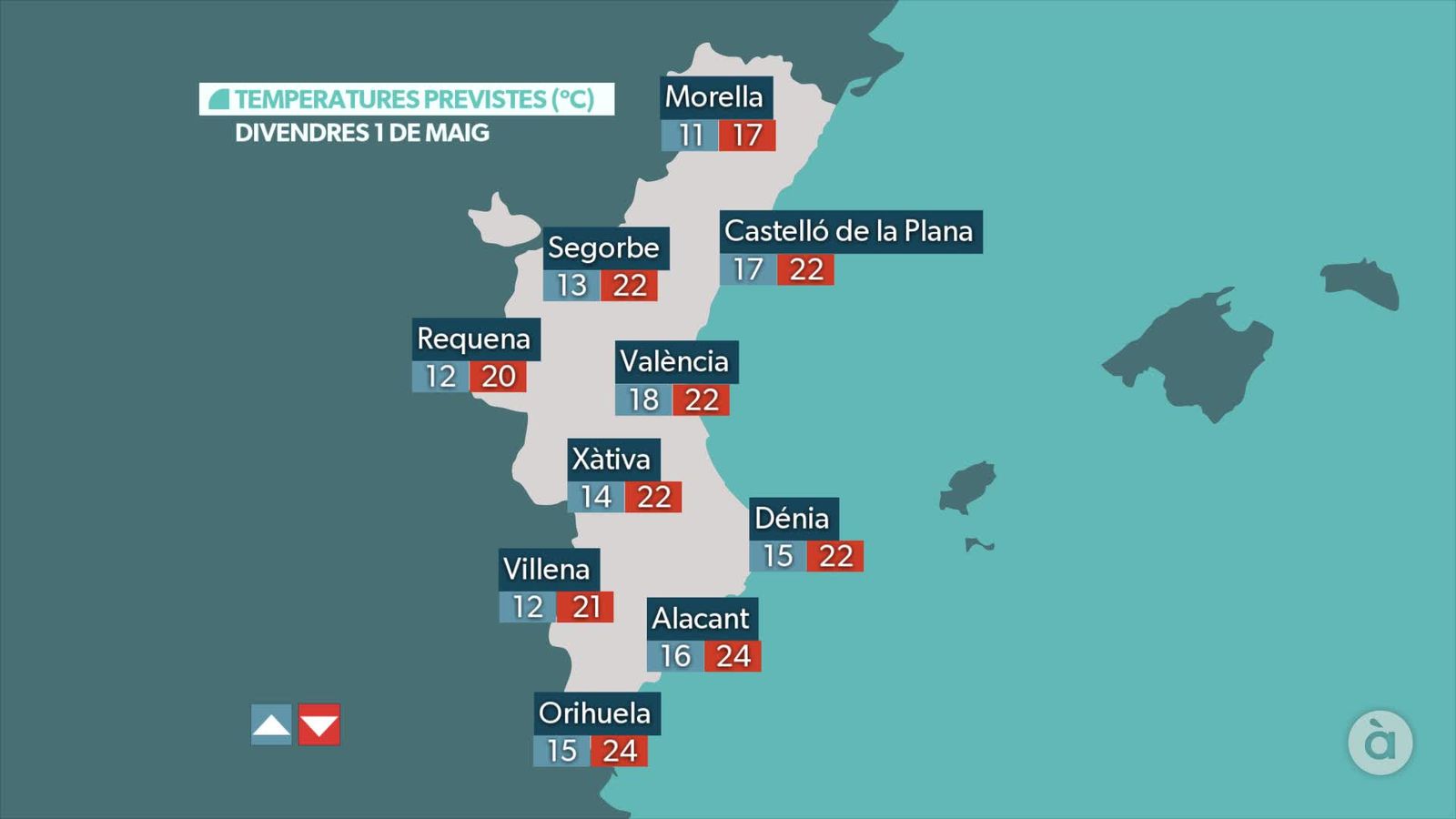 Les tempatures per a l'1 de maig