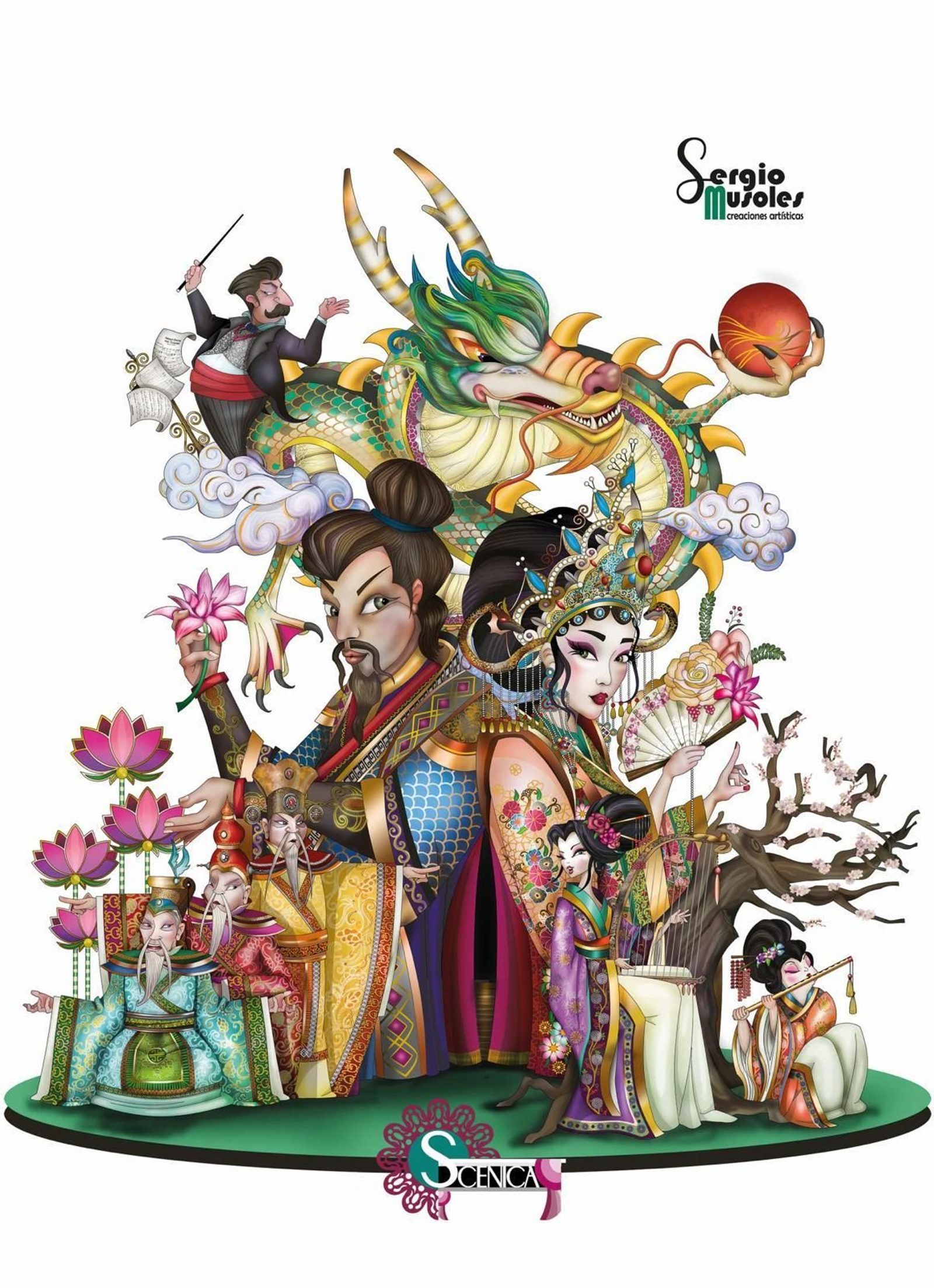 Falla Regne de València - Duc de Calàbria. Lema: "Scènica". Artista: Sergio Musoles Ros