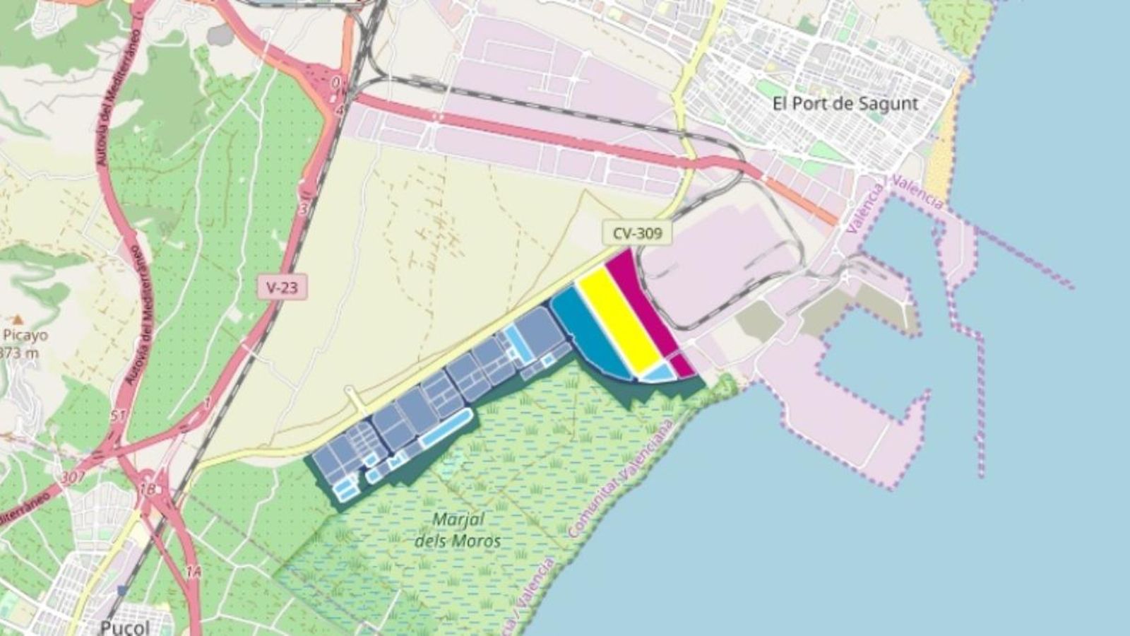 Mapa del sòl que ocupa el polígon Parc de Sagunt