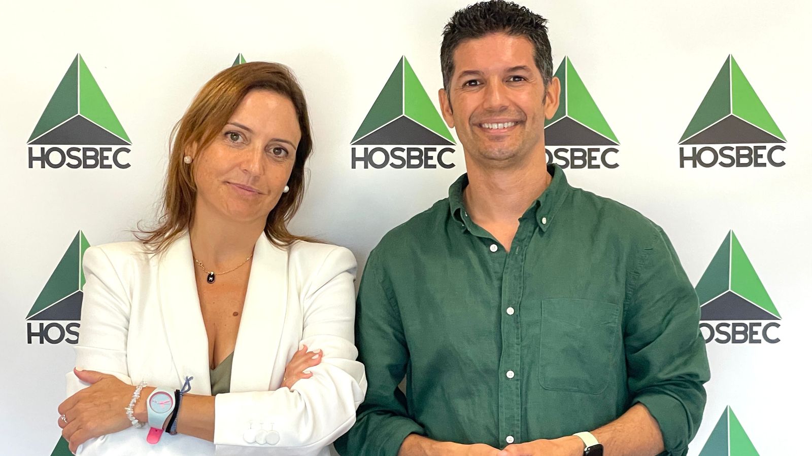 El president d'Hosbec, Fede Fuster, i la nova secretària general, Mayte García