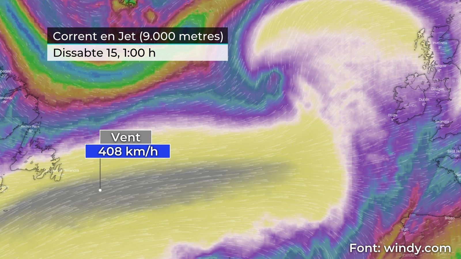 Borrasques rècord com a conseqüència d’un corrent en jet accelerat