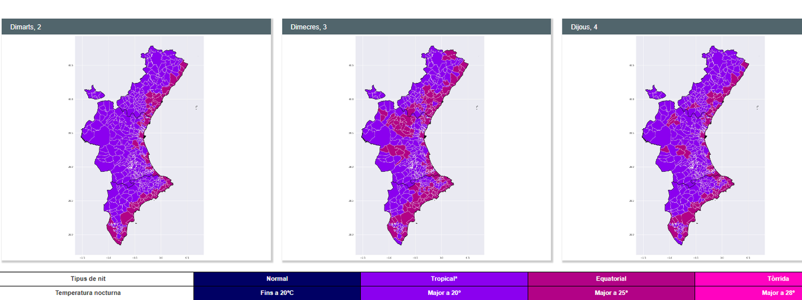 Mapes de risc per temperatures nocturnes
