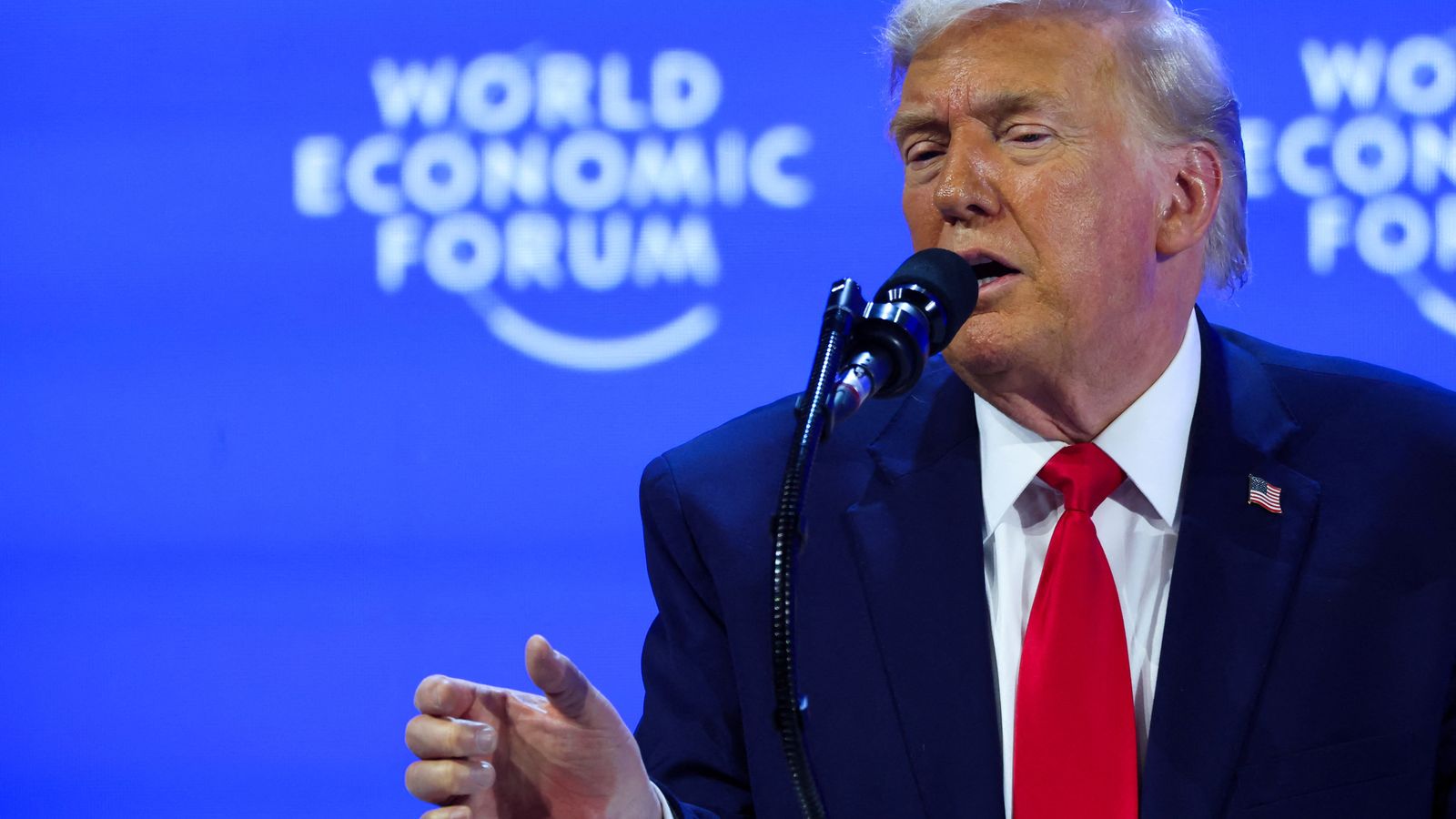 El presidnet estatunidenc, Donald Trump, durant la seua intervenció en el Fòrum Econòmic Mundial de Davos