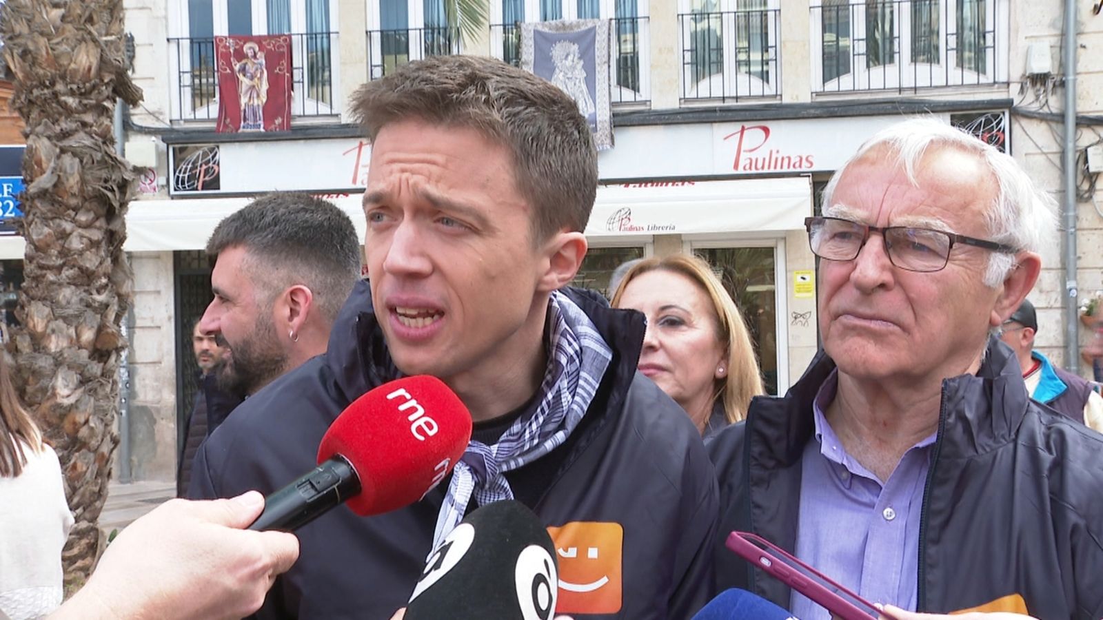 El líder de Més País, Íñigo Errejón, aquest dissabte a València amb l'alcalde Joan Ribó i el presidenciable de Compromís Joan Baldoví