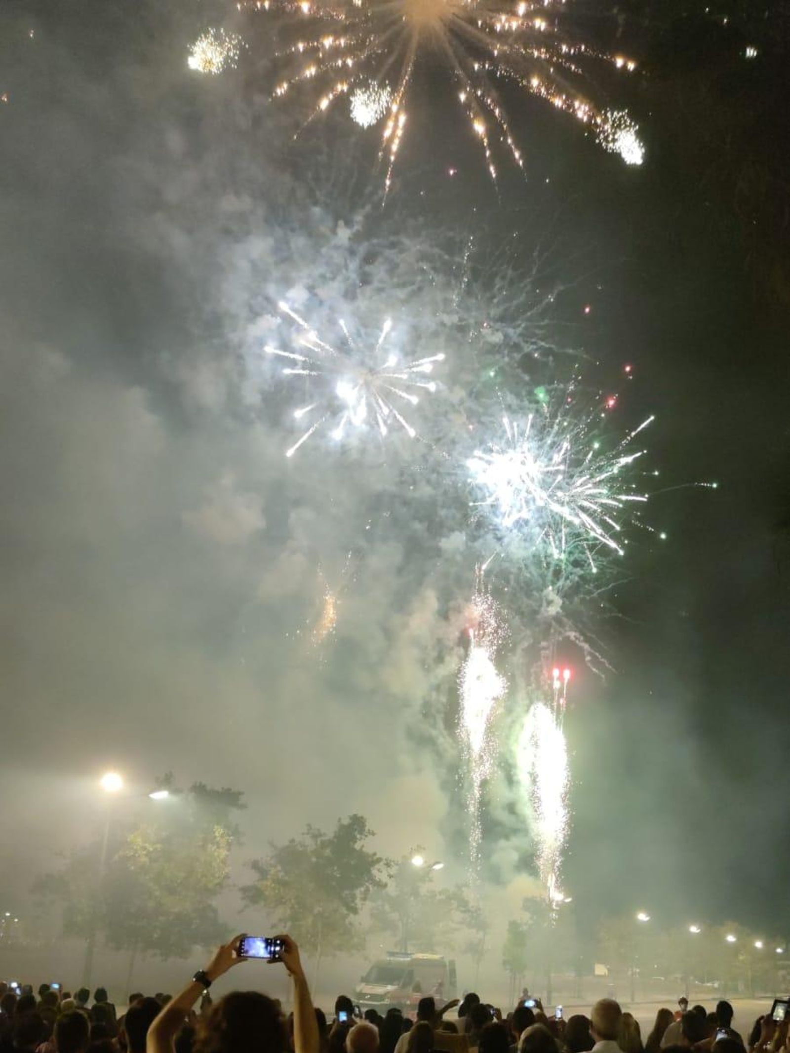 Un grup de persones es reuneix per a gaudir d'un dels espectacles pirotècnics de la Nit del Foc