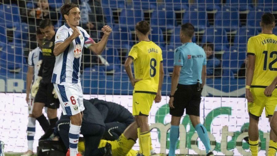 Un jugador del Leganés celebra el gol local Un jugador del Leganés celebra el gol local