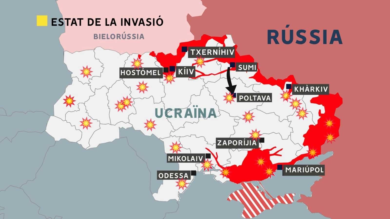 Avanç de l'ofensiva russa a Ucraïna, a 8 de març Avanç de l'ofensiva russa a Ucraïna, a 8 de març