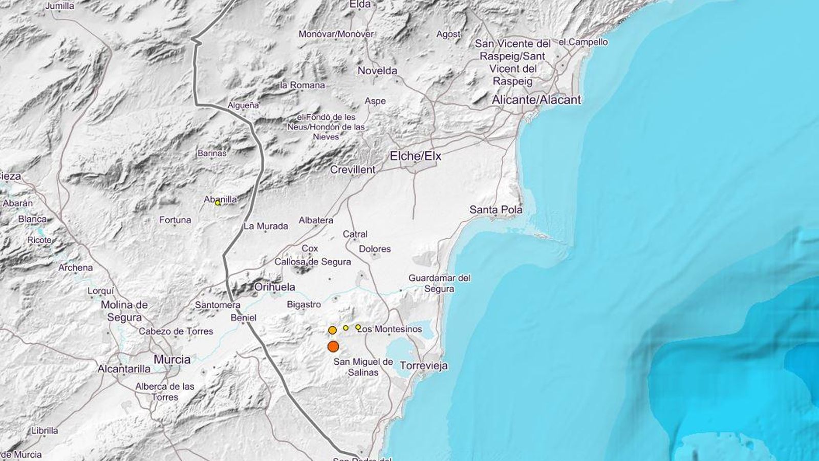 Tres terratrémols han sacsejat el Baix Segura aquesta nit