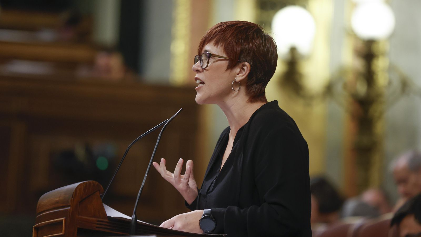 La portaveu de Compromís i portaveu adjunta segona de Sumar, Águeda Micó, aquest dijous al Congrés intervenint en valencià