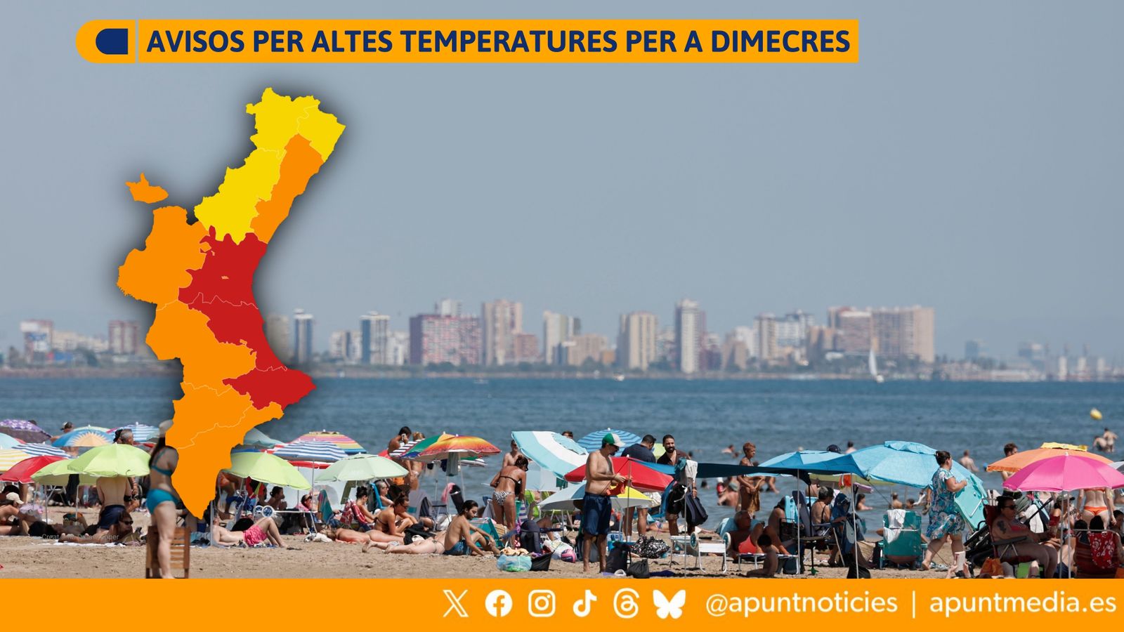 Avisos per altes temperatures per a dimecres